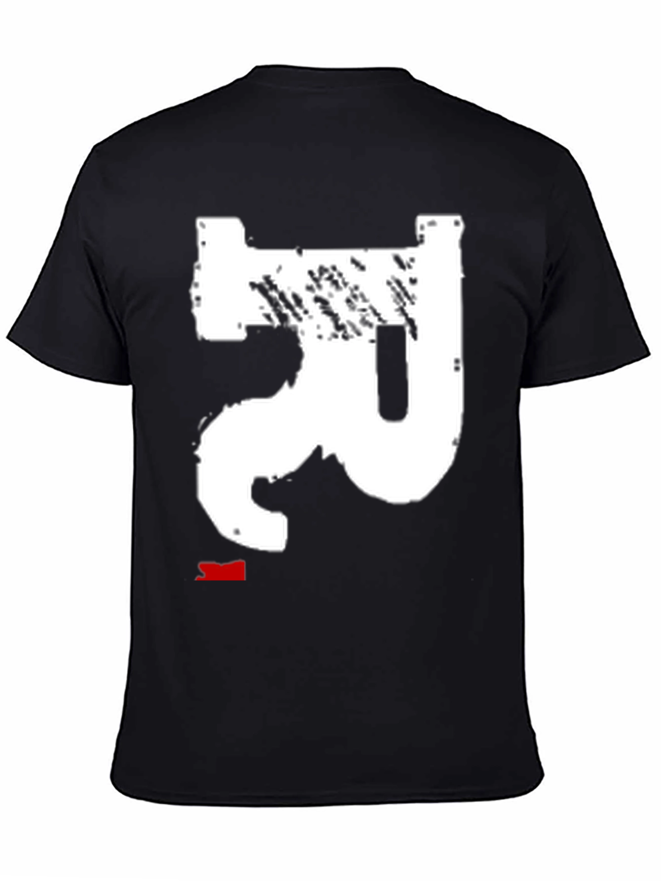 Modern Black Tee with Abstract White Design