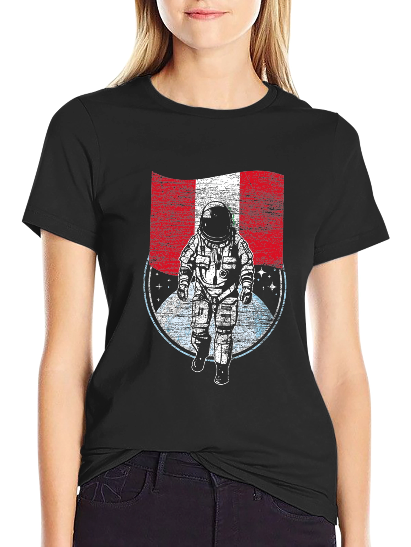 Peru Flag Astronaut Graphic T-Shirt