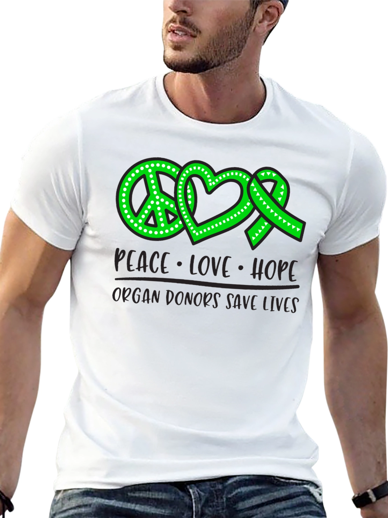 Organ Donor Awareness T-Shirt: Peace Love Hope