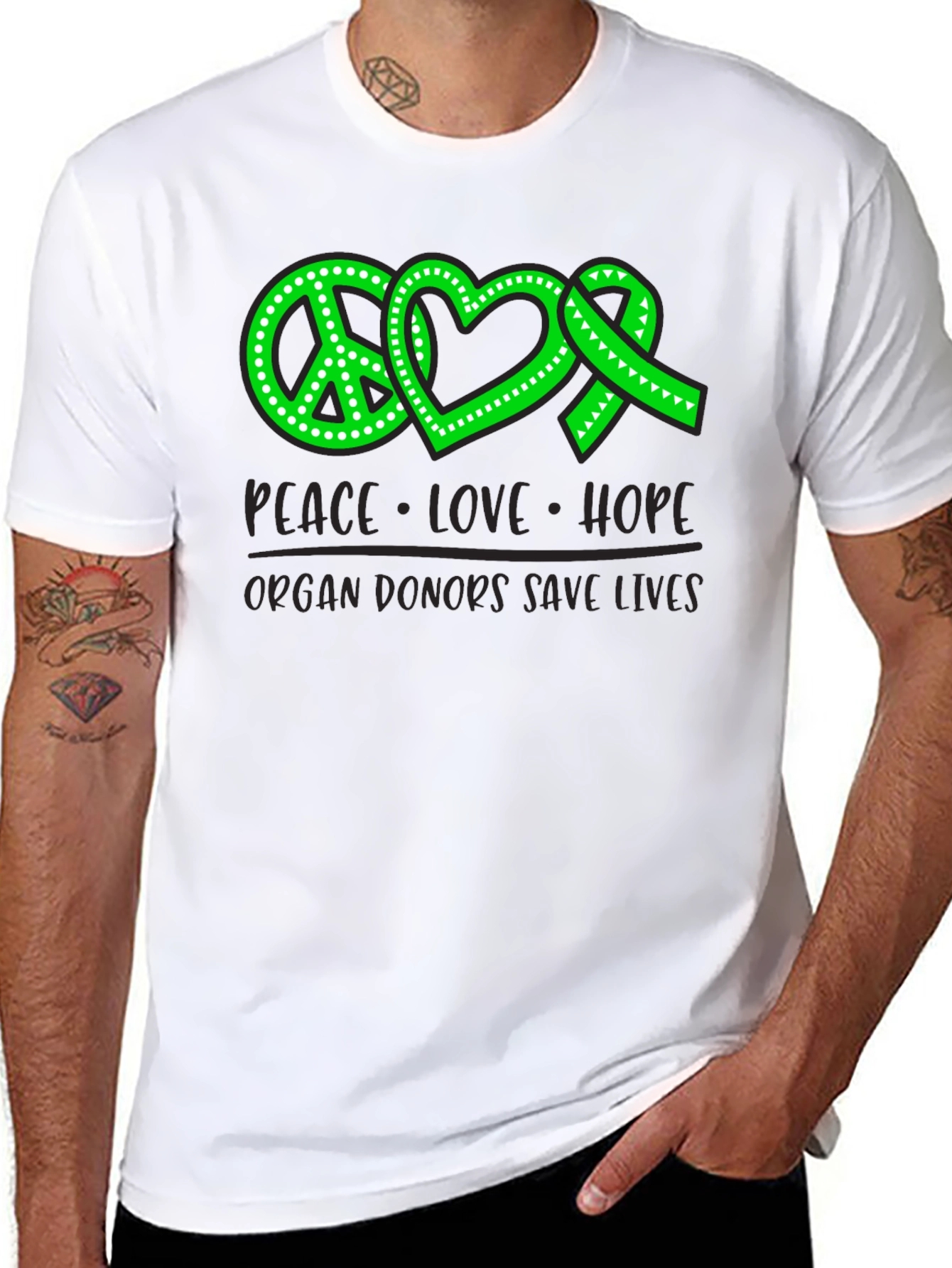 Organ Donor Awareness T-Shirt: Peace Love Hope