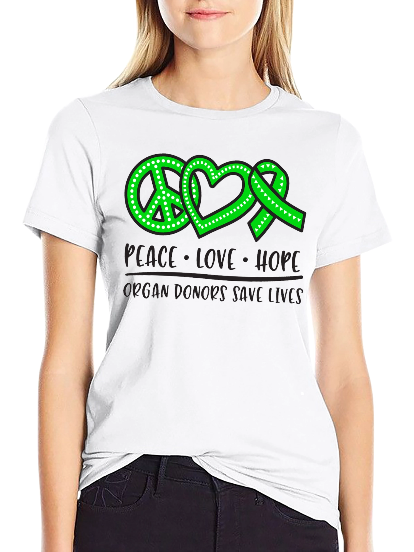 Organ Donor Awareness T-Shirt: Peace Love Hope