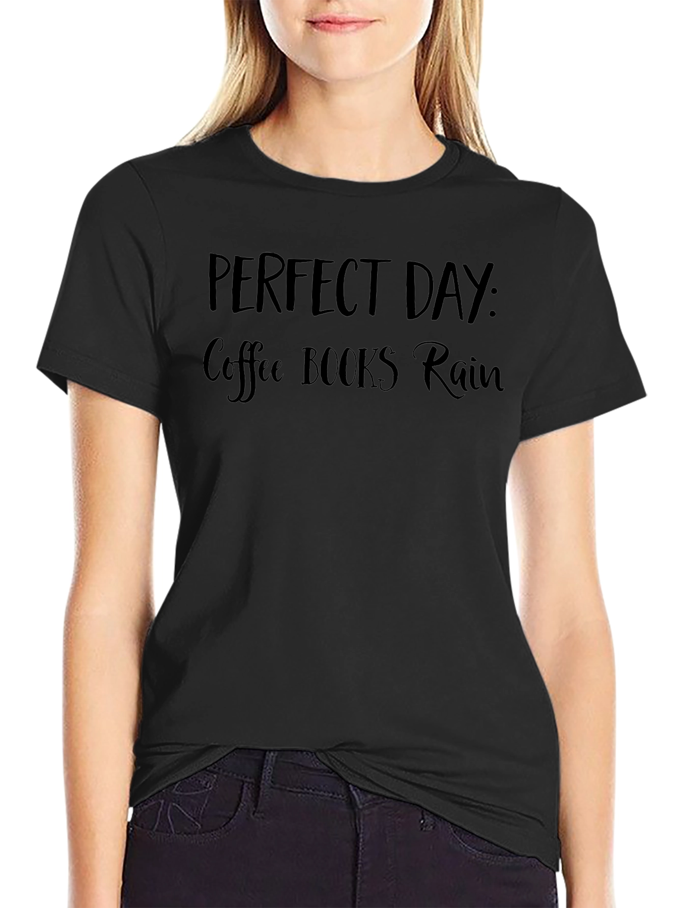 Perfect Day T-Shirt: Coffee Books Rain