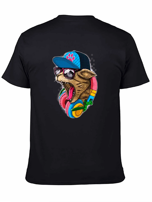 Cool Cat T-Shirt: Cat Wearing Headphones & Cap