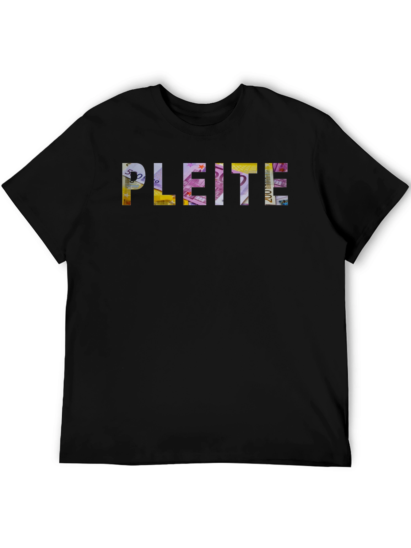 Pleite Black Graphic T-Shirt - Money Design