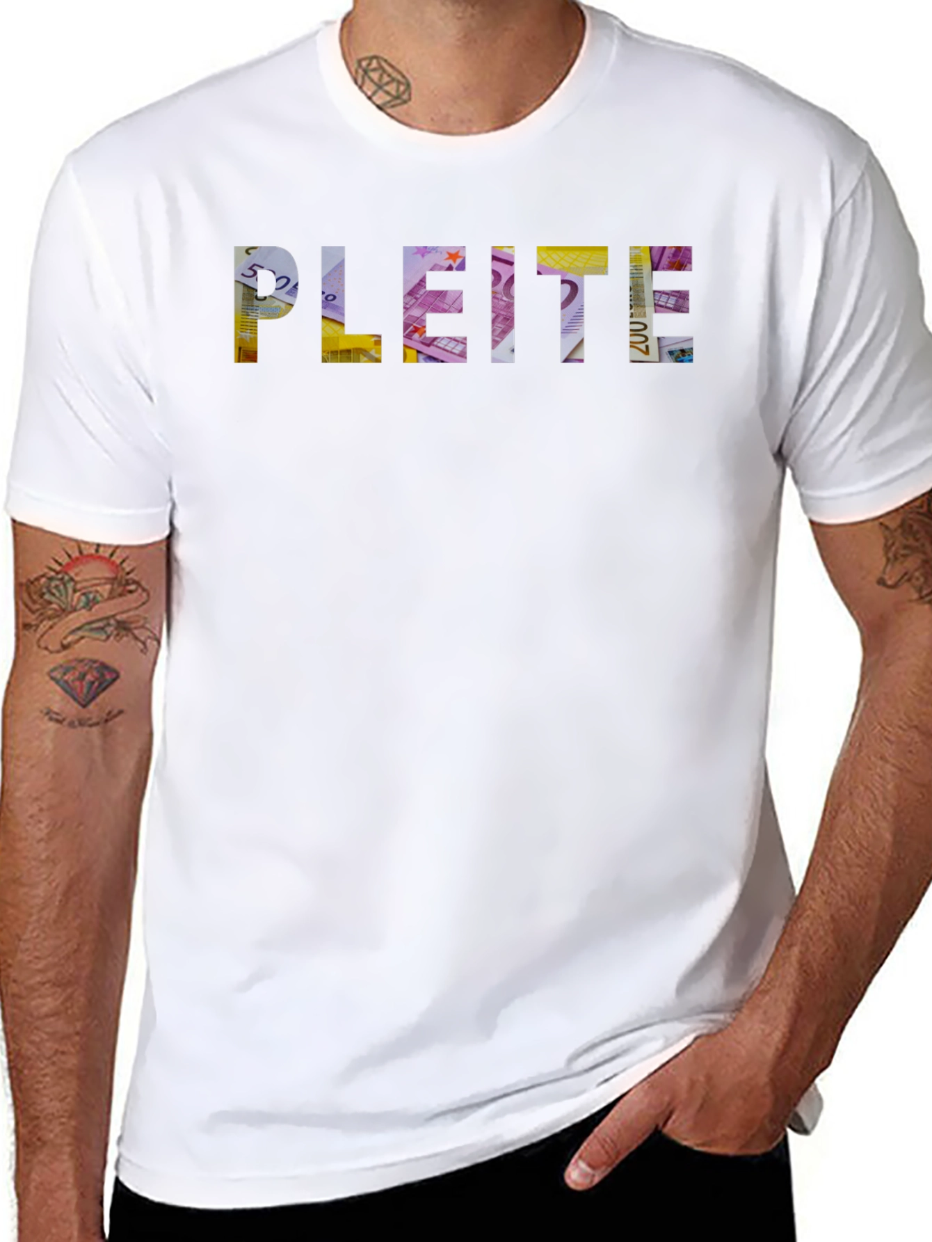 Pleite Black Graphic T-Shirt - Money Design