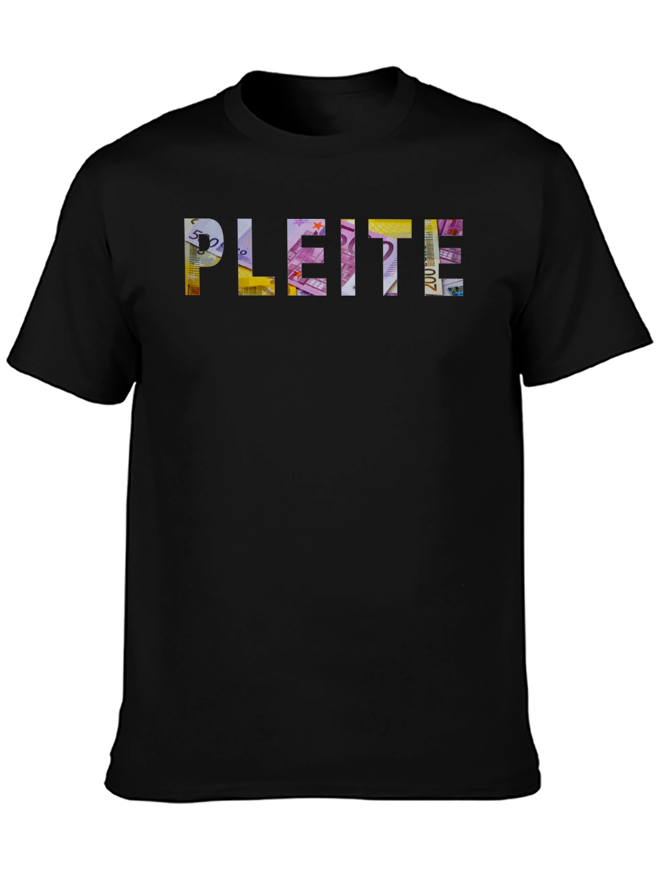 Pleite Black Graphic T-Shirt - Money Design
