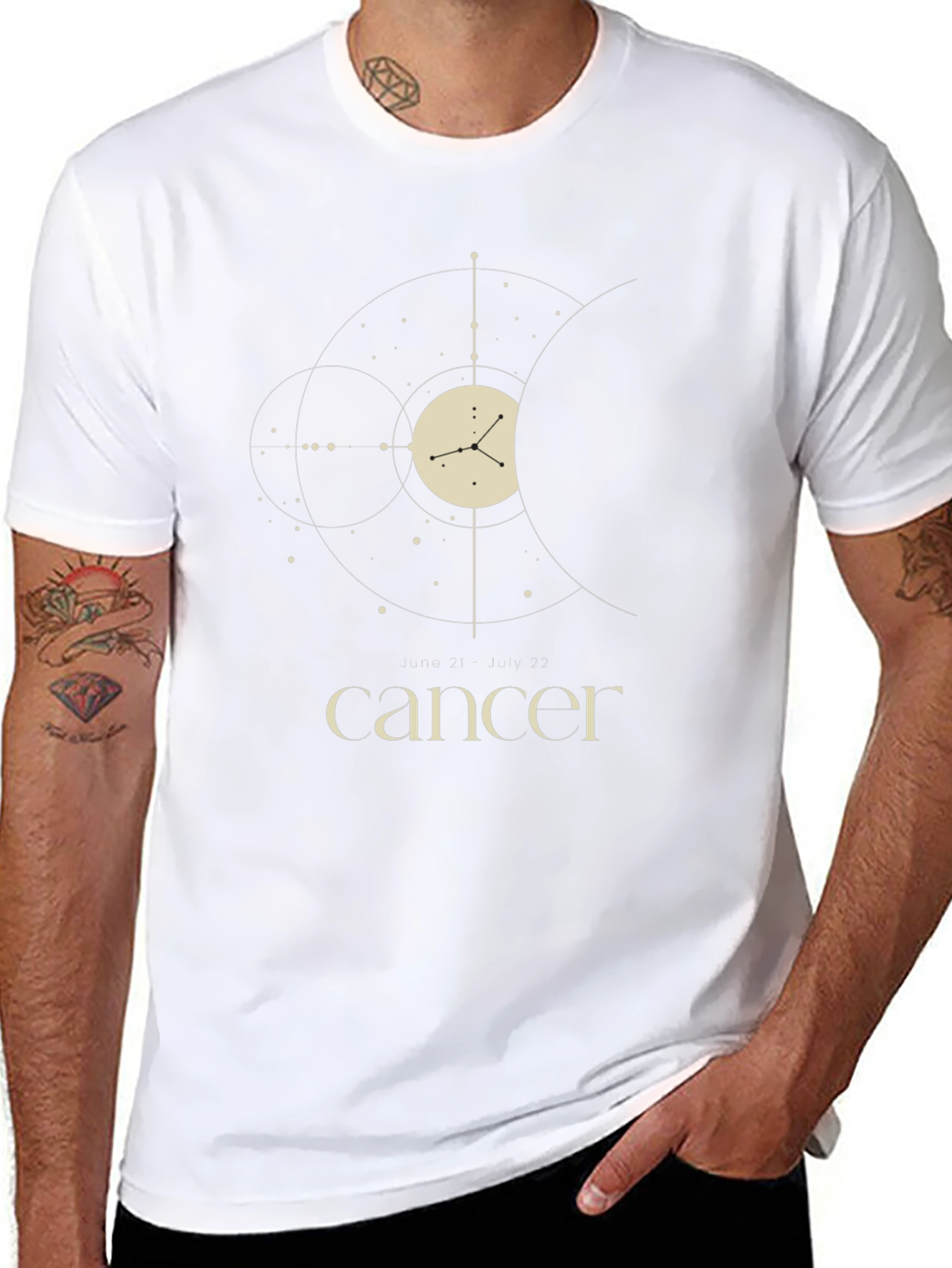 Cancer Zodiac Sign T-Shirt - Celestial Black Tee