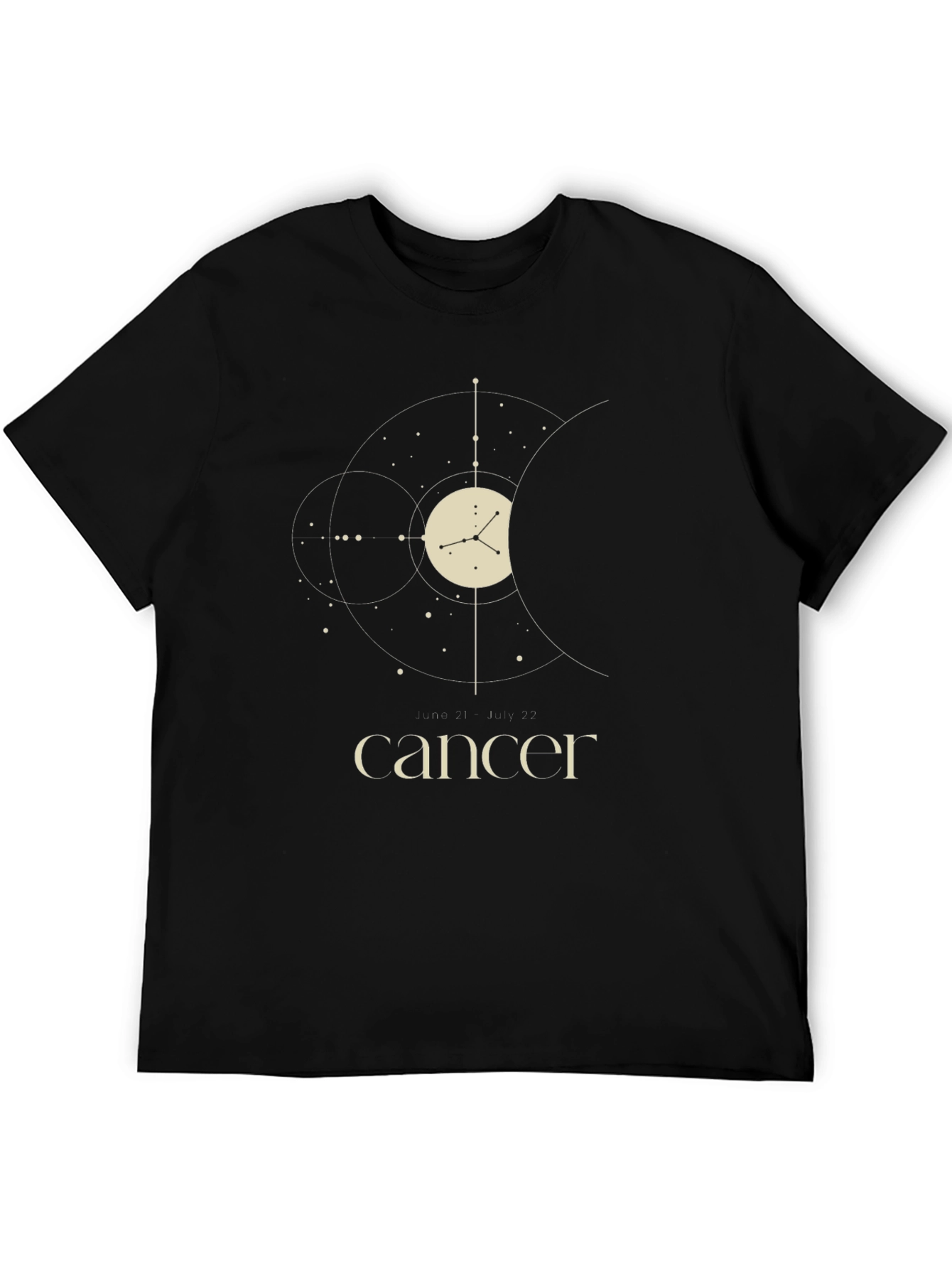 Cancer Zodiac Sign T-Shirt - Celestial Black Tee