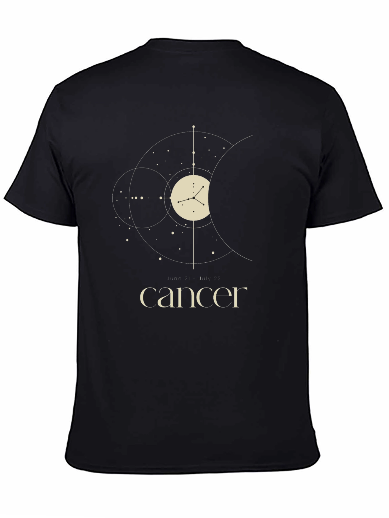 Cancer Zodiac Sign T-Shirt - Celestial Black Tee