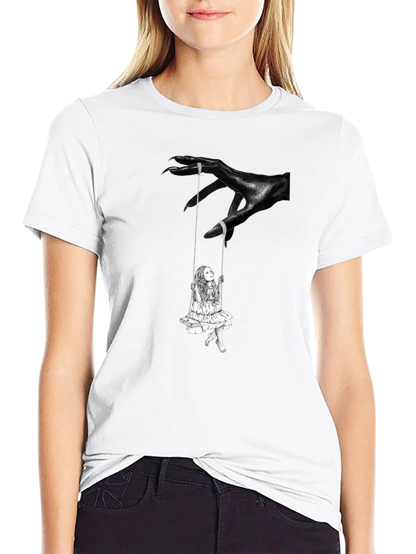 Dark Fantasy Swing Graphic Tee - Edgy Style
