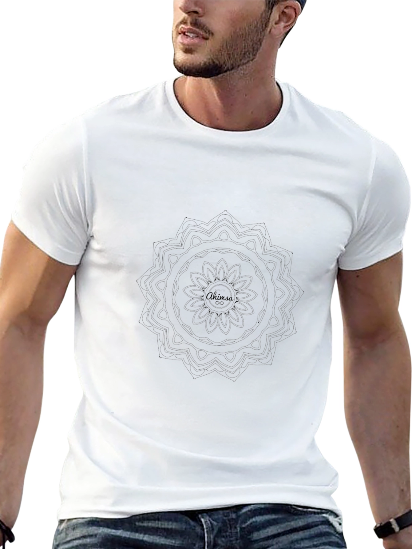Mens Black Ahimsa Mandala Graphic Tee
