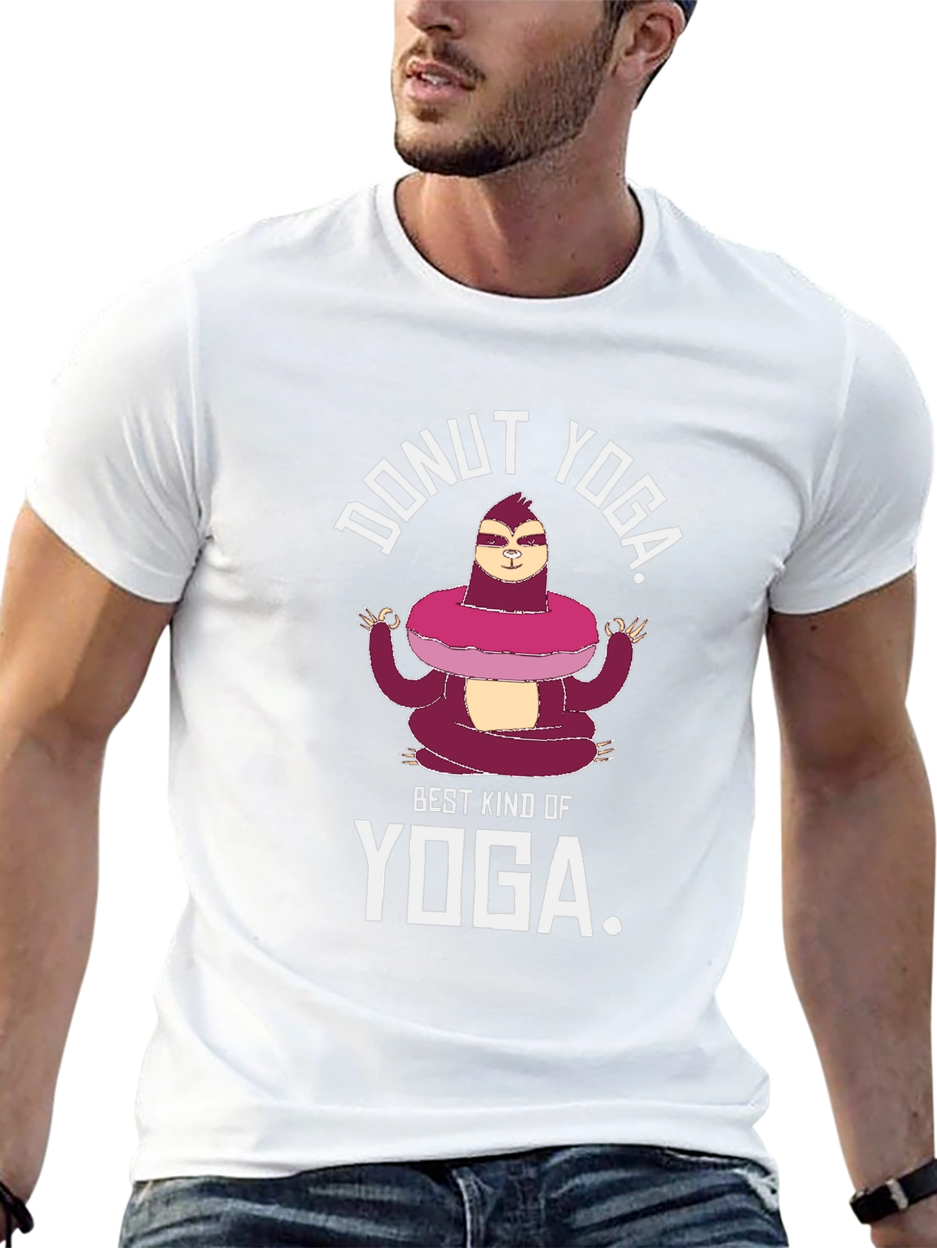Donut Yoga Graphic T-Shirt - Sloth Meditation Tee