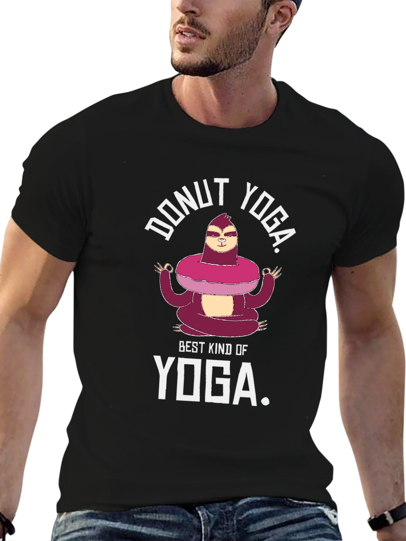 Donut Yoga Graphic T-Shirt - Sloth Meditation Tee