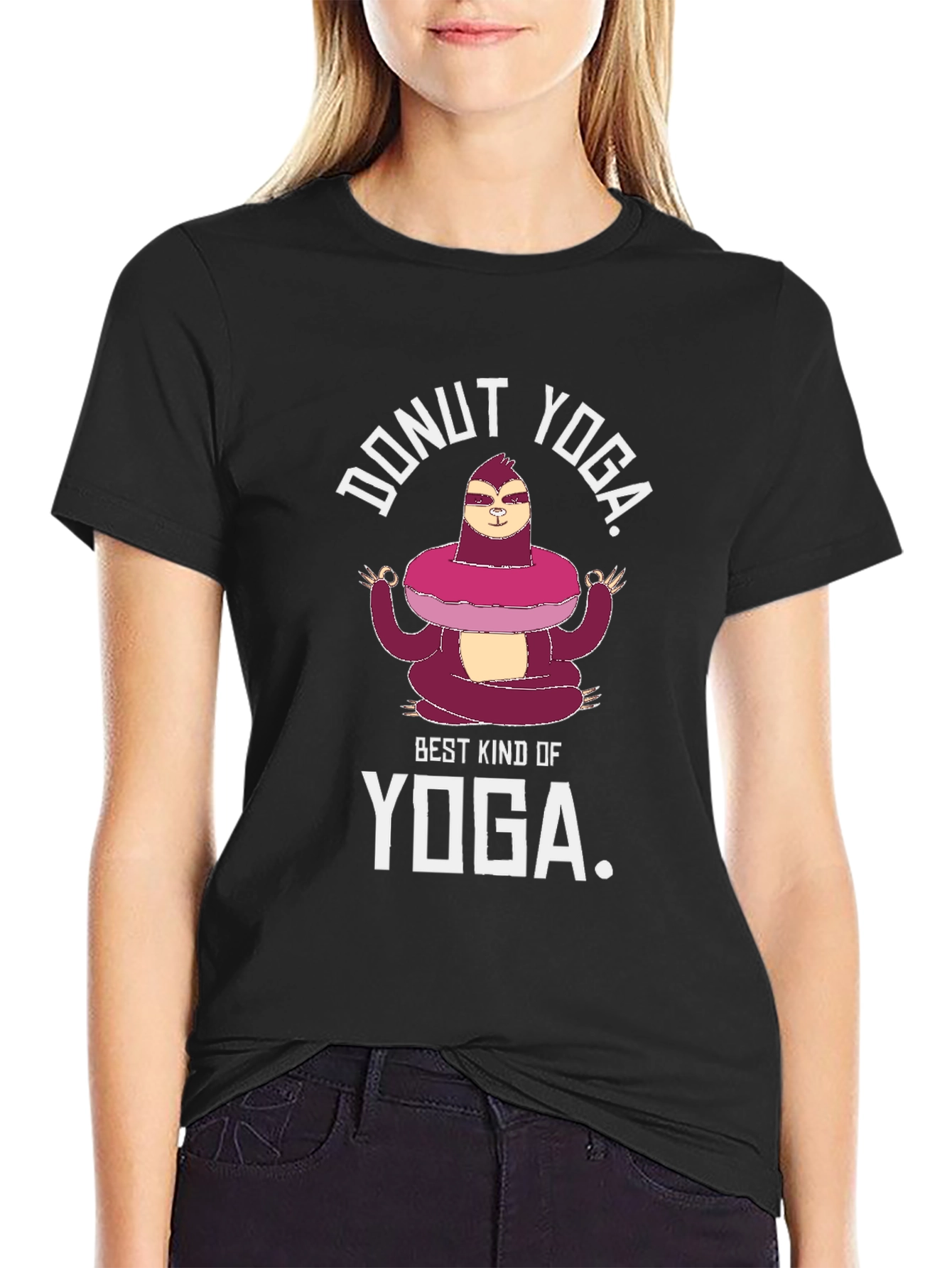Donut Yoga Graphic T-Shirt - Sloth Meditation Tee