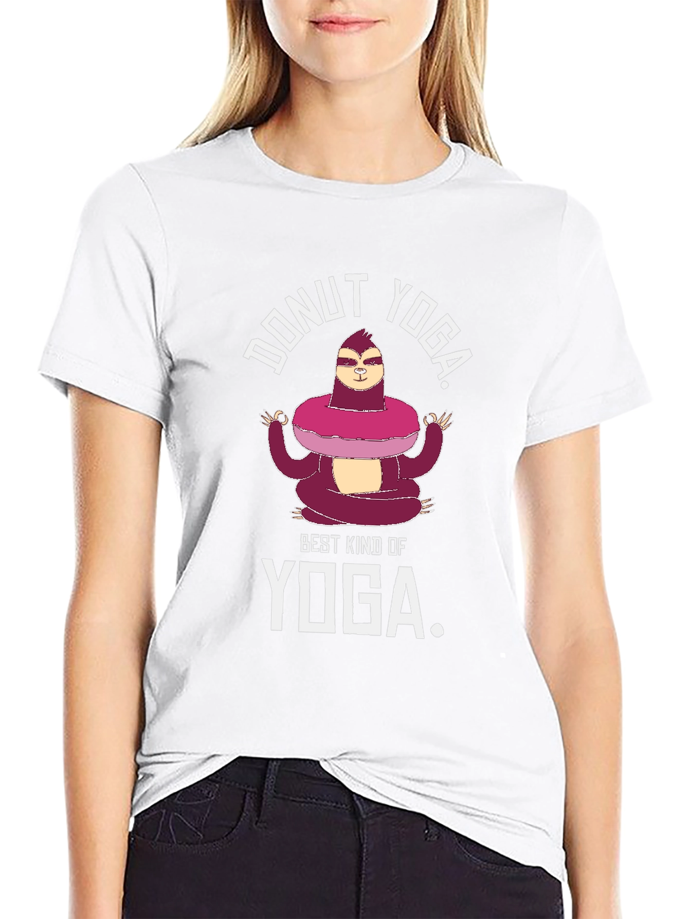Donut Yoga Graphic T-Shirt - Sloth Meditation Tee