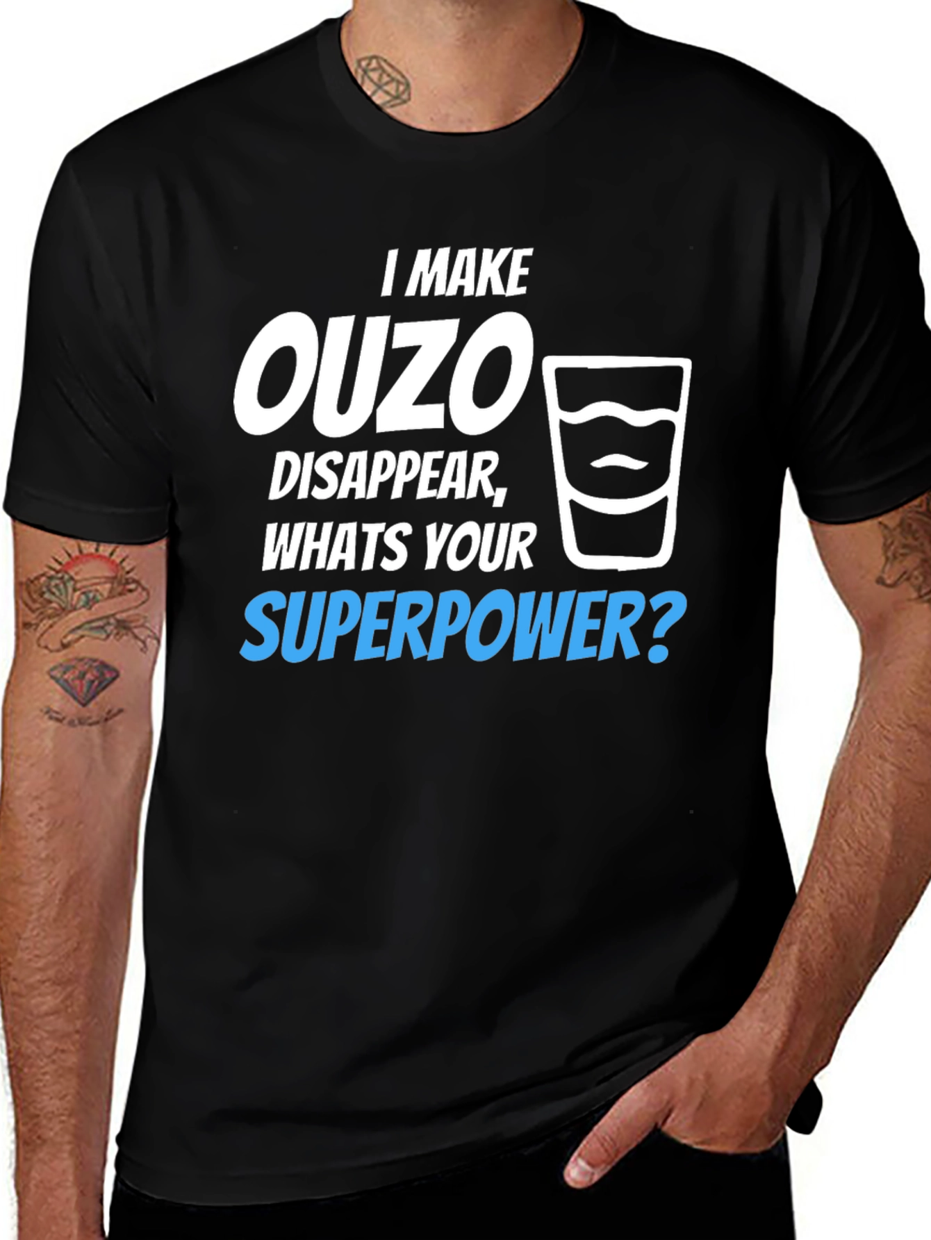 Ouzo Superpower T-Shirt - Funny Novelty Tee