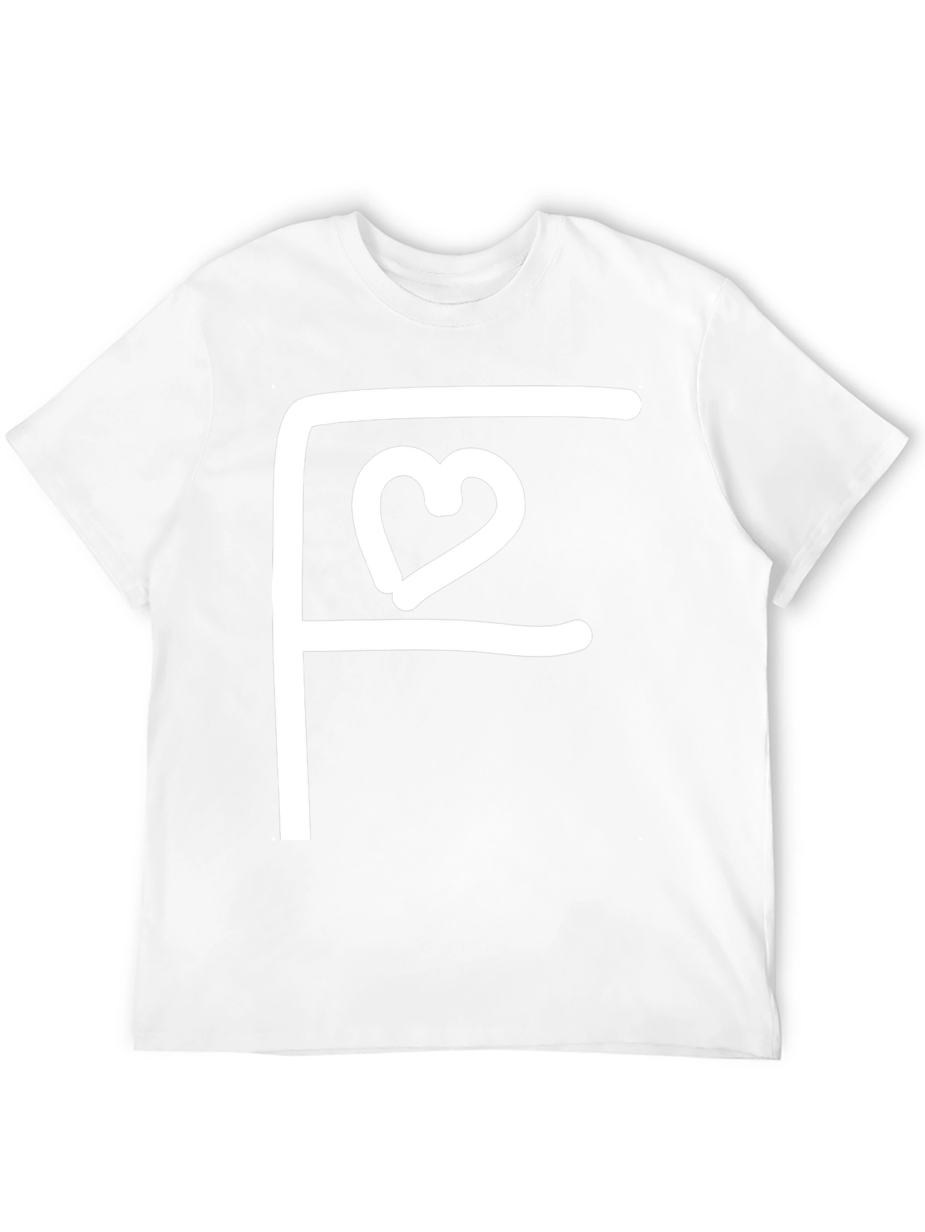 Black Tee with White F Heart Graphic