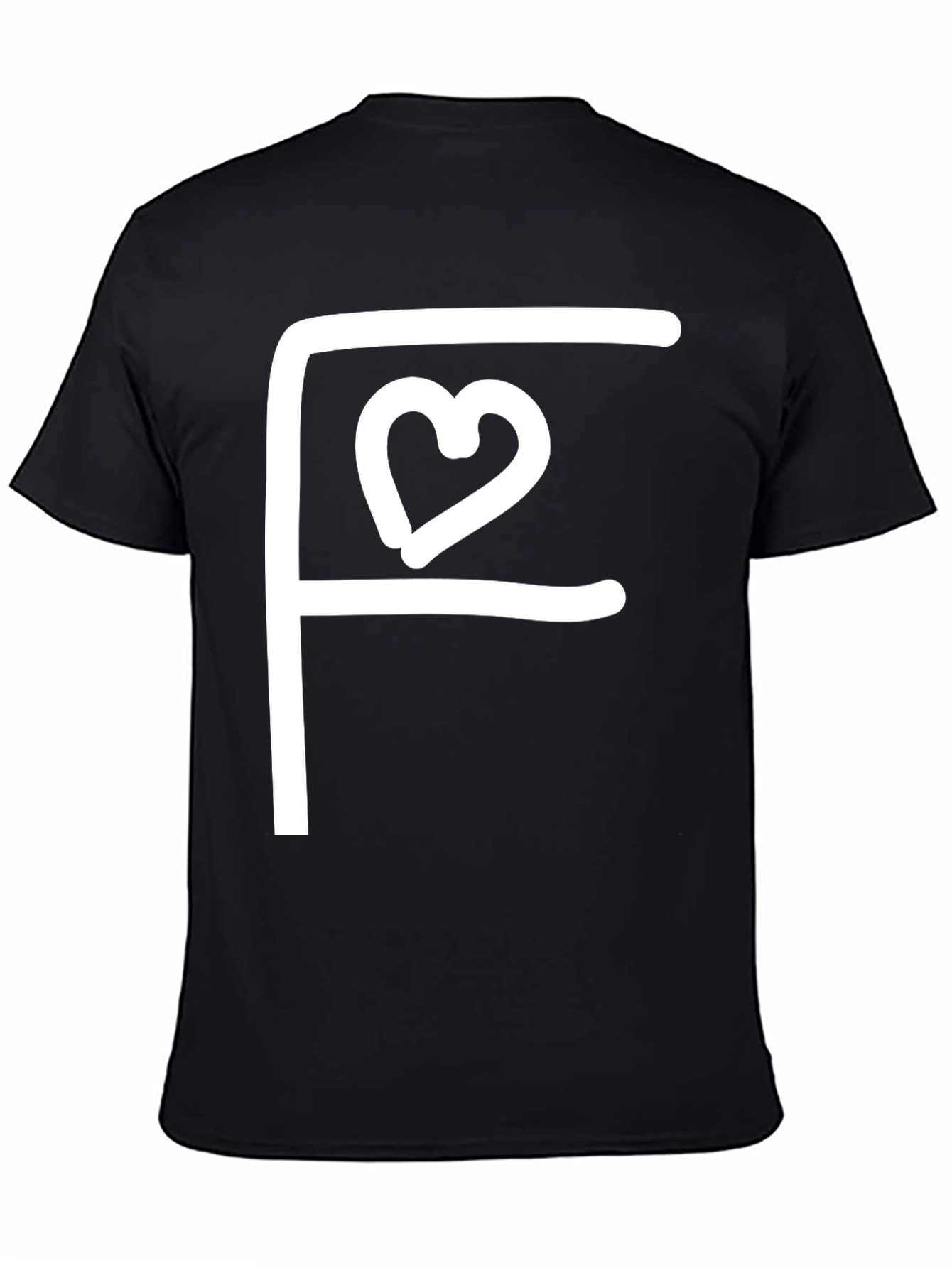 Black Tee with White F Heart Graphic