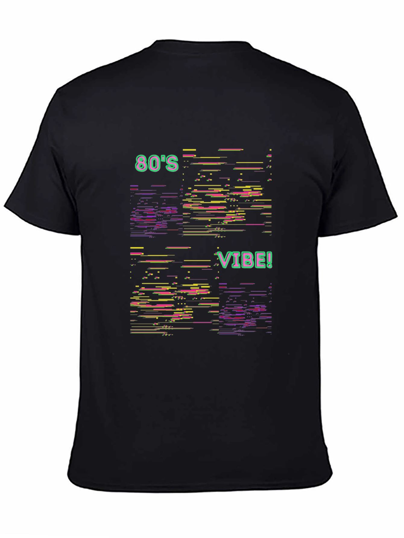 Retro 80s Vibe Graphic Tee - Black