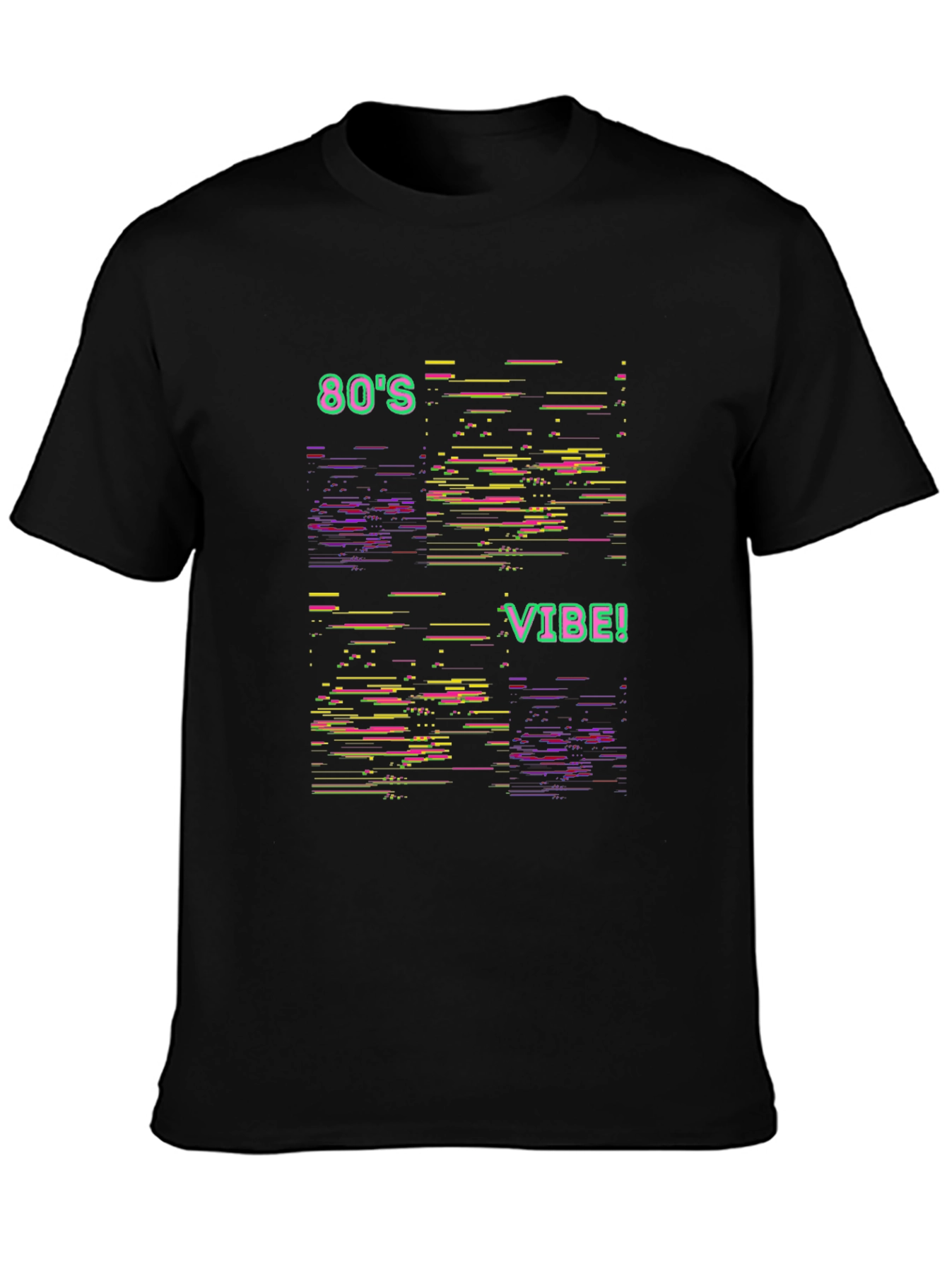 Retro 80s Vibe Graphic Tee - Black
