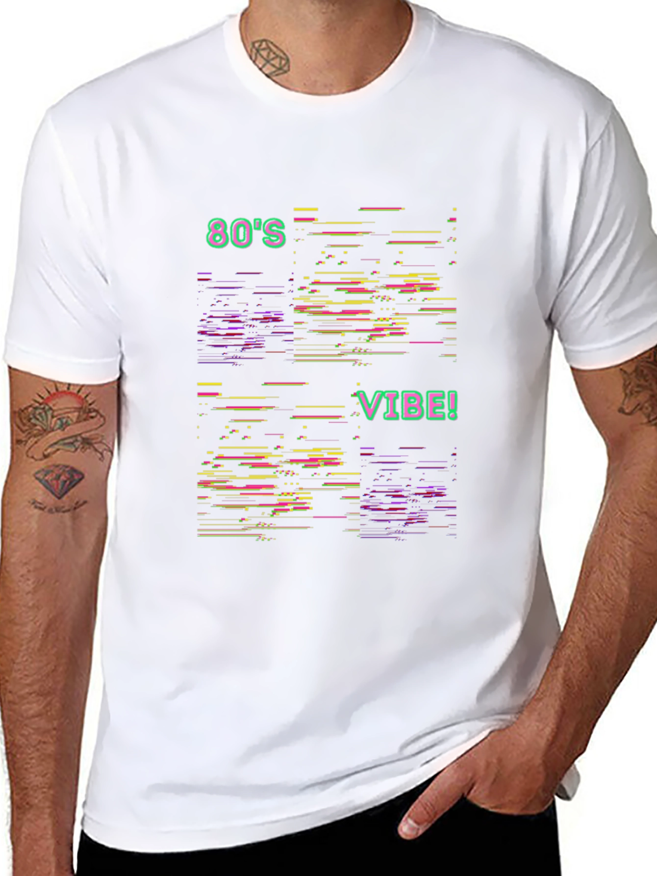 Retro 80s Vibe Graphic Tee - Black