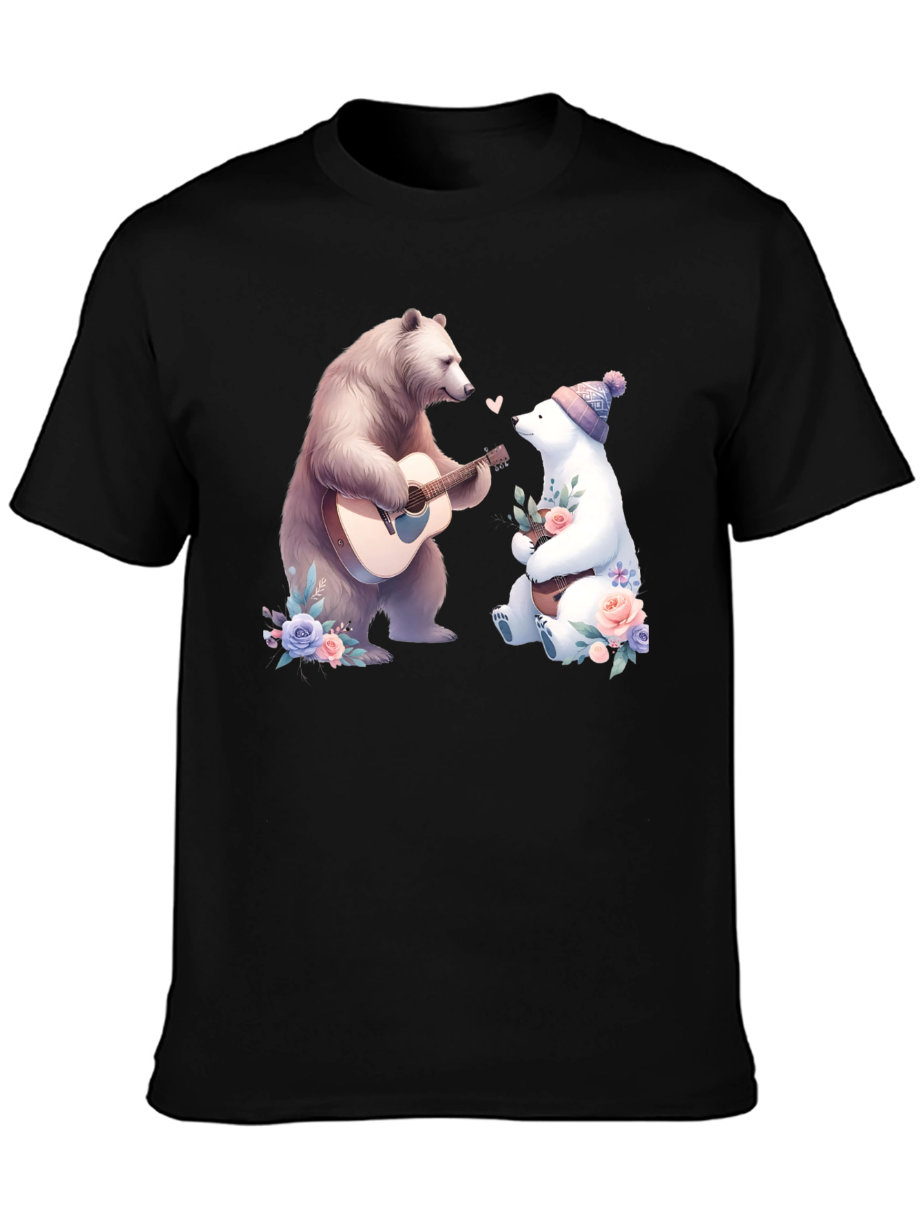 Bear Serenade T-Shirt: Romantic Bear Guitar Design