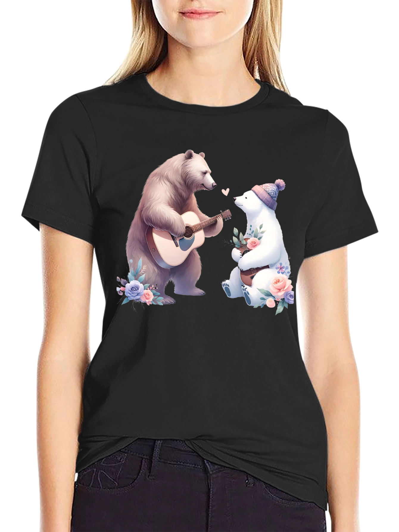 Bear Serenade T-Shirt: Romantic Bear Guitar Design