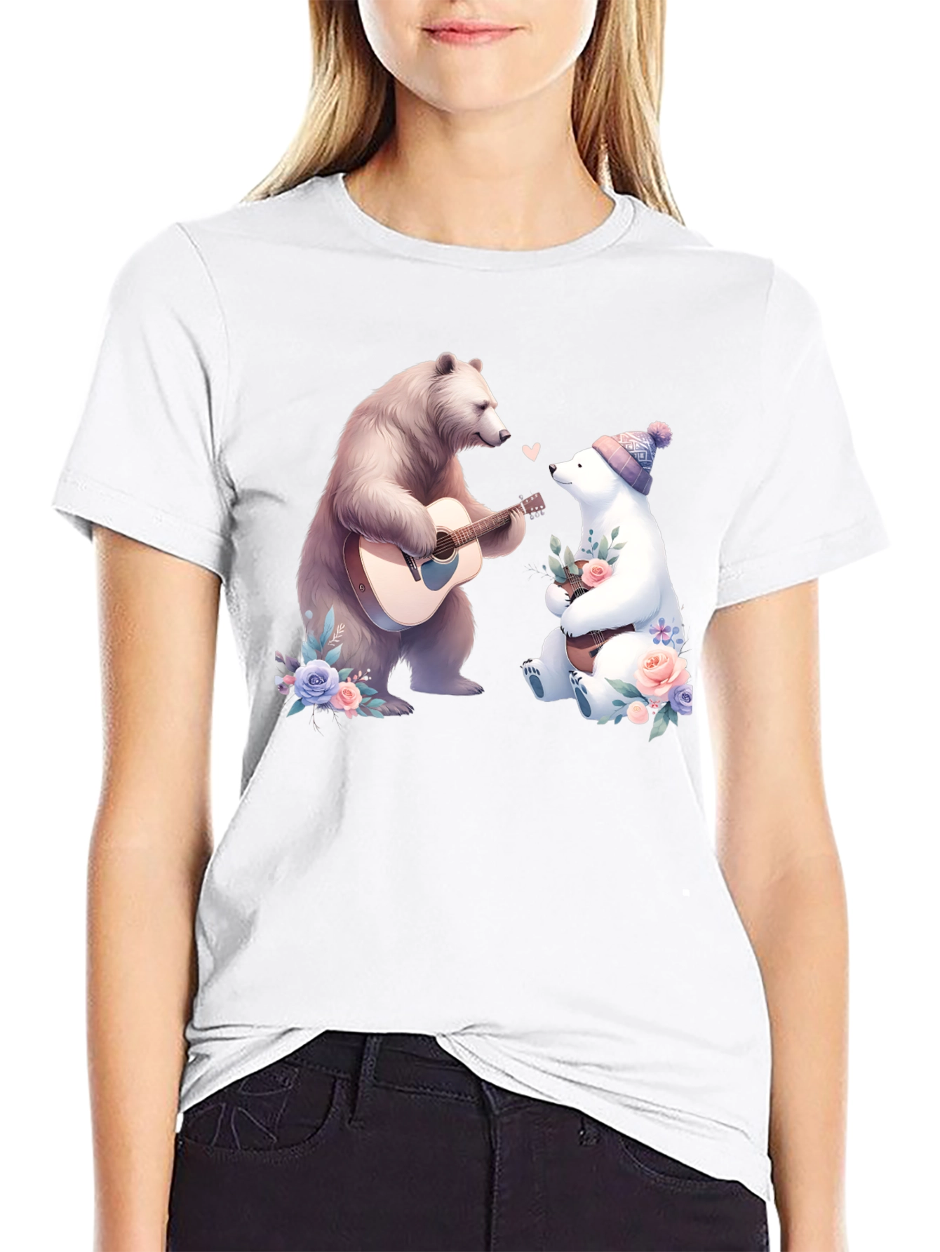 Bear Serenade T-Shirt: Romantic Bear Guitar Design