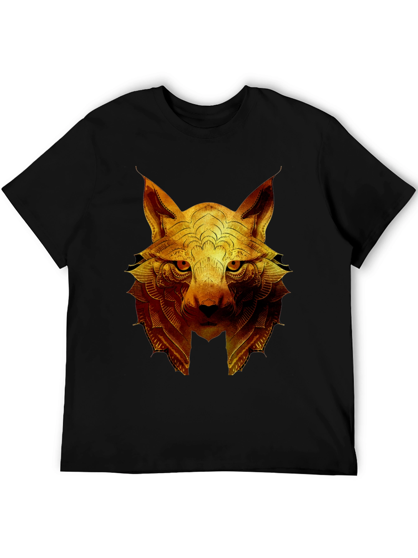 Golden Wolf Graphic Print Crew Neck T-Shirt