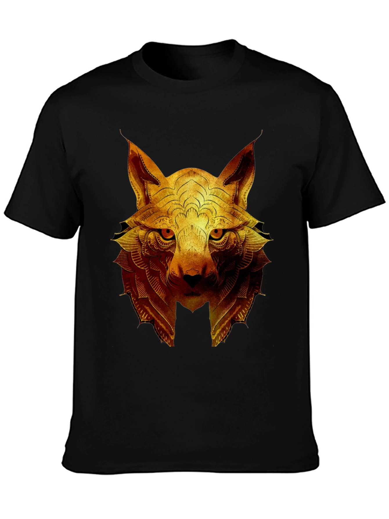 Golden Wolf Graphic Print Crew Neck T-Shirt