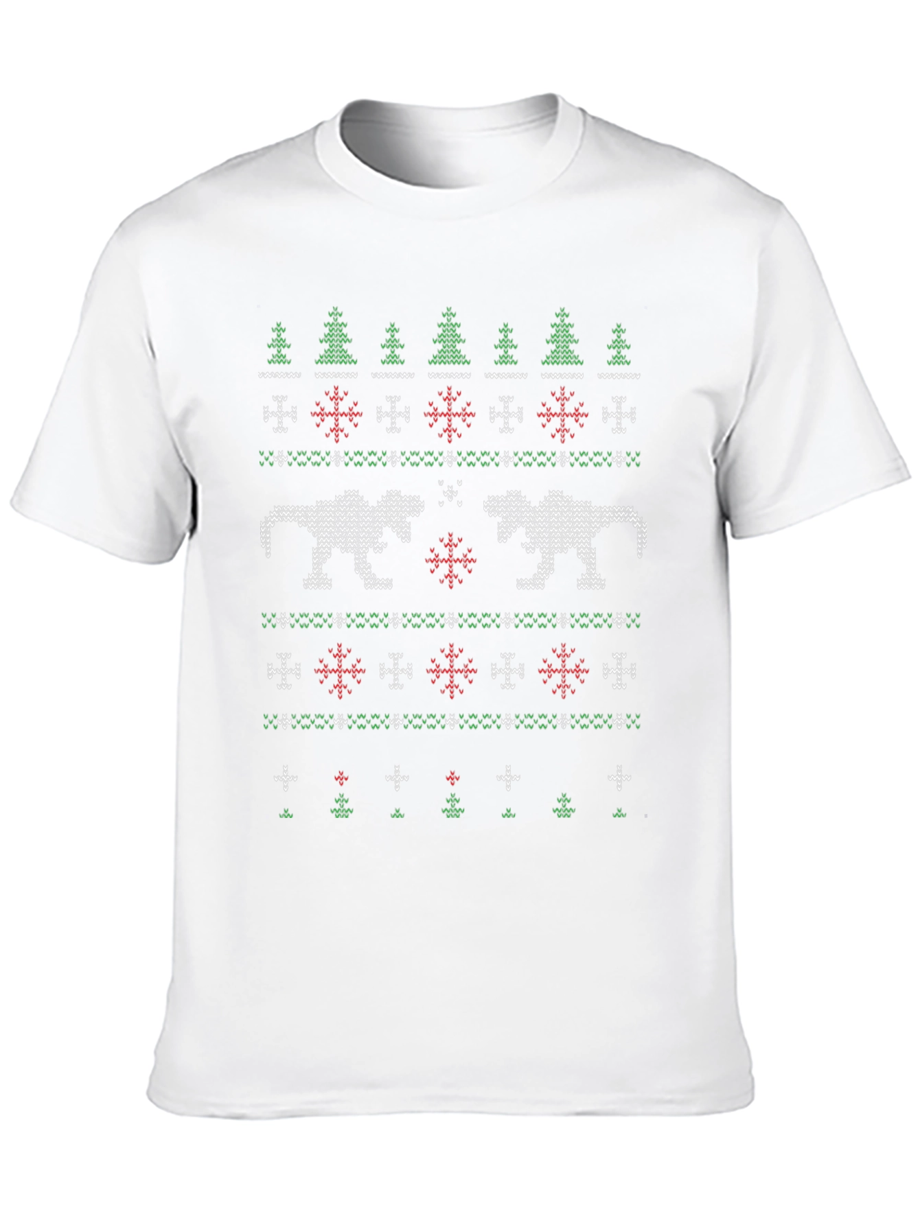 Dinosaur Christmas Sweater Pattern T-Shirt