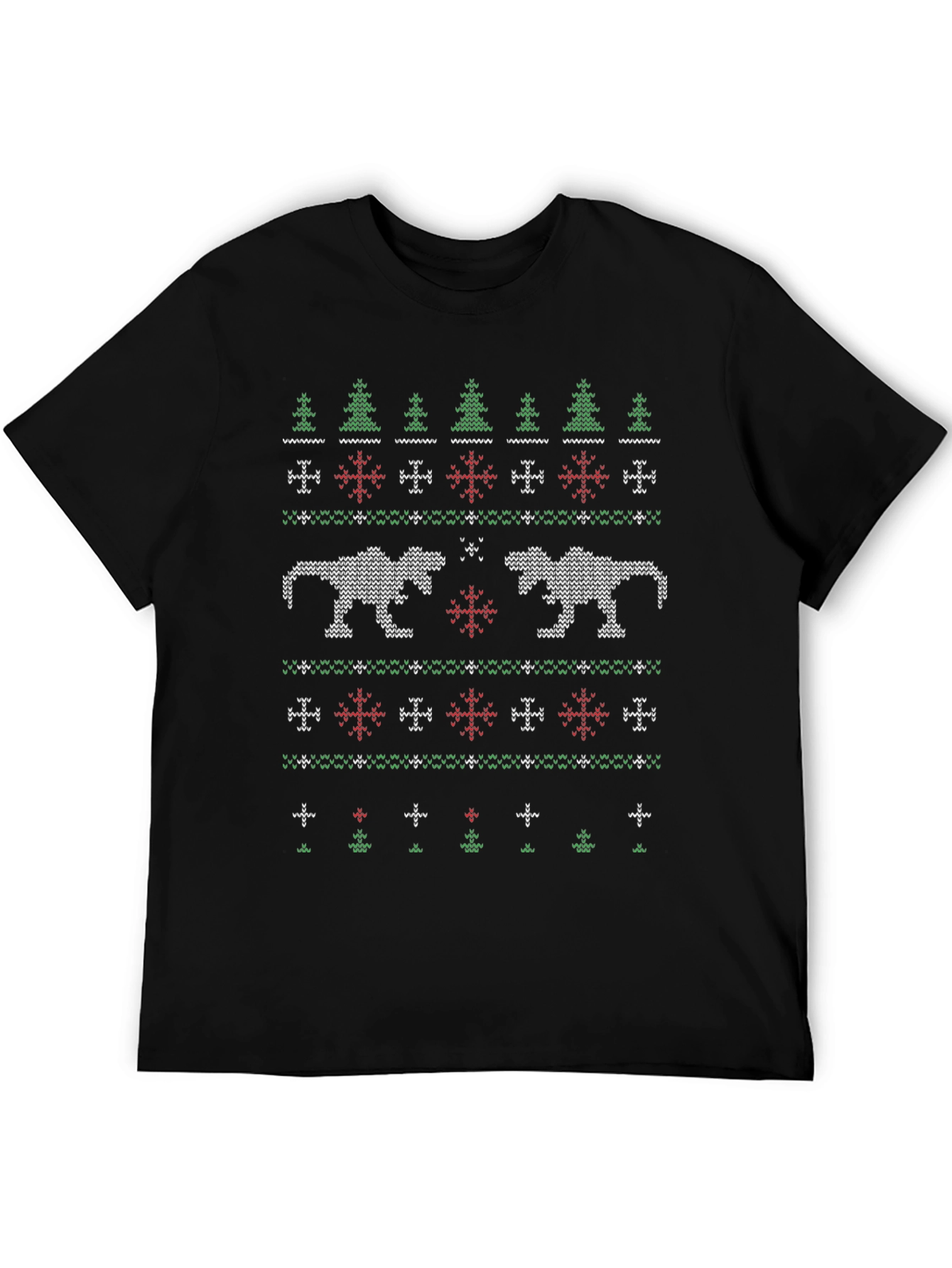 Dinosaur Christmas Sweater Pattern T-Shirt