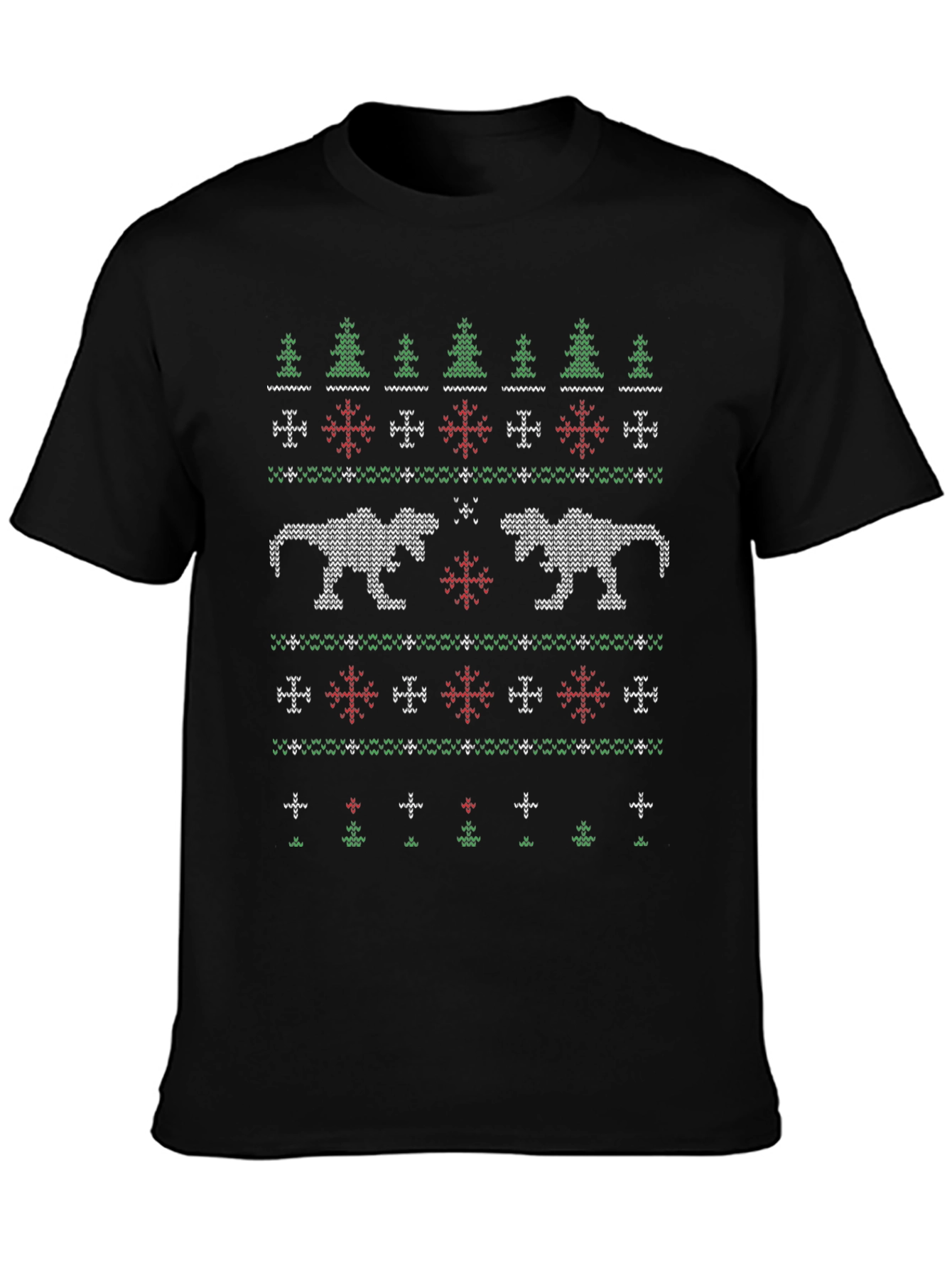 Dinosaur Christmas Sweater Pattern T-Shirt