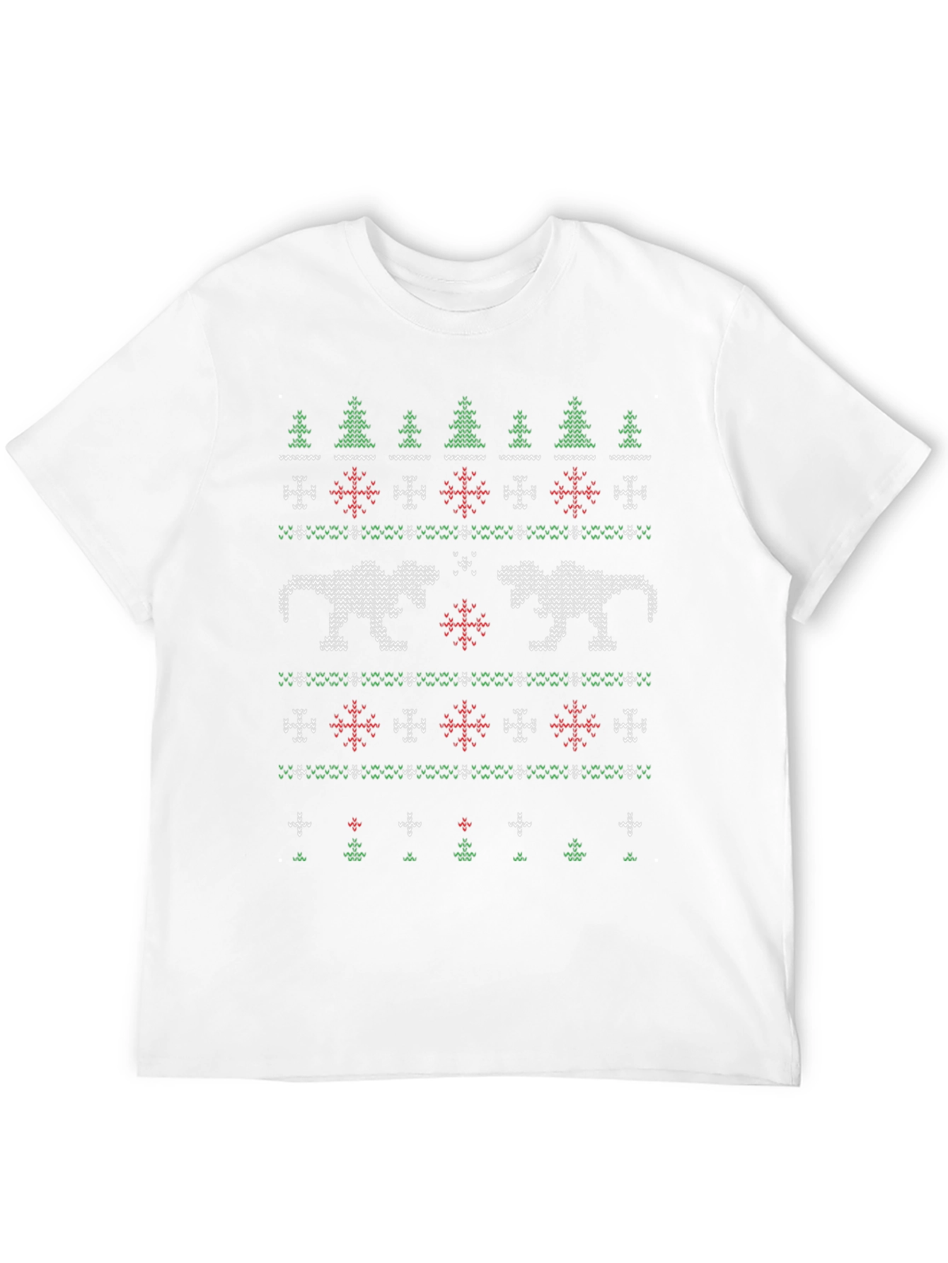 Dinosaur Christmas Sweater Pattern T-Shirt