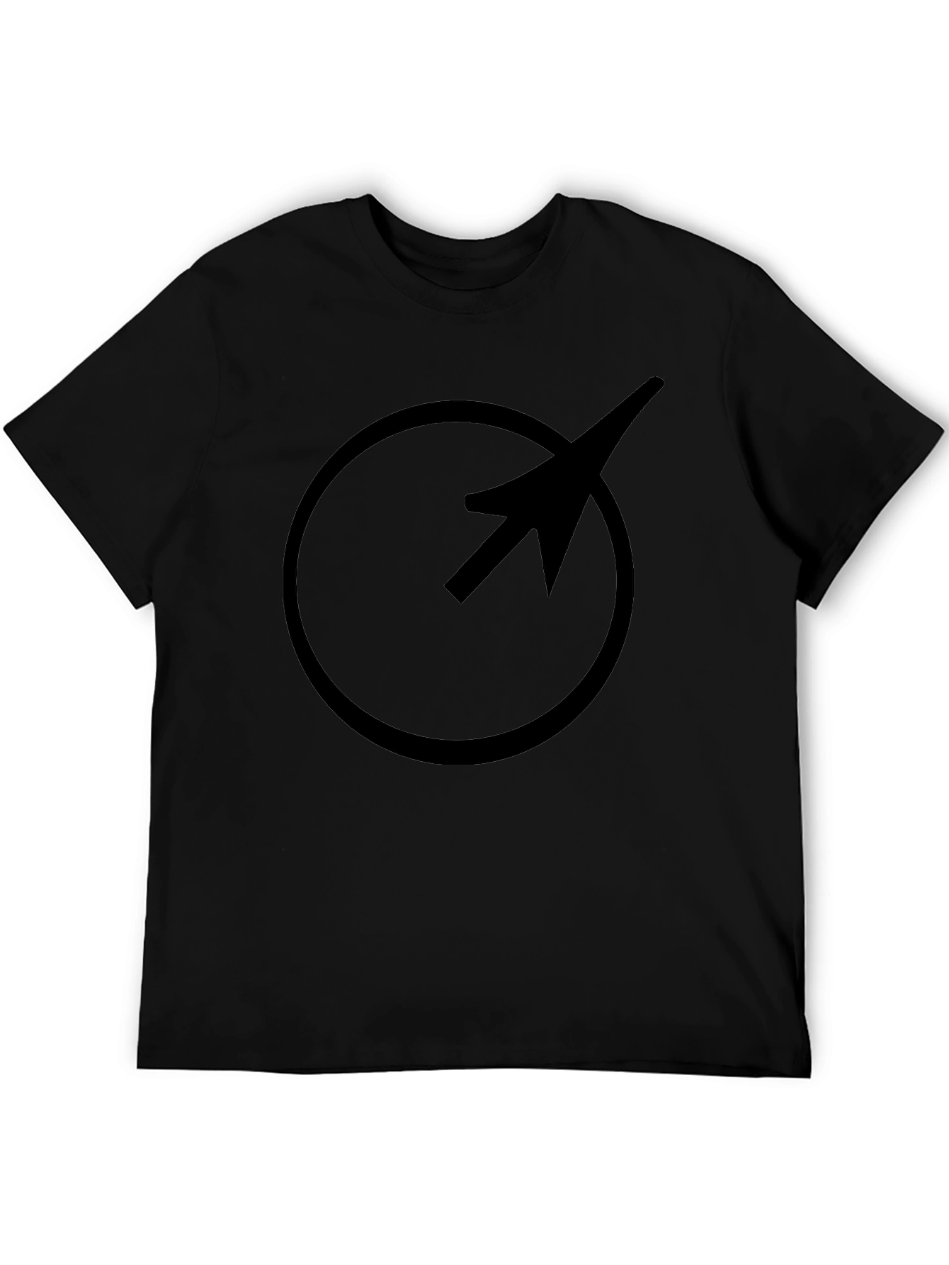 Minimalist Circle Arrow Graphic Black T-Shirt