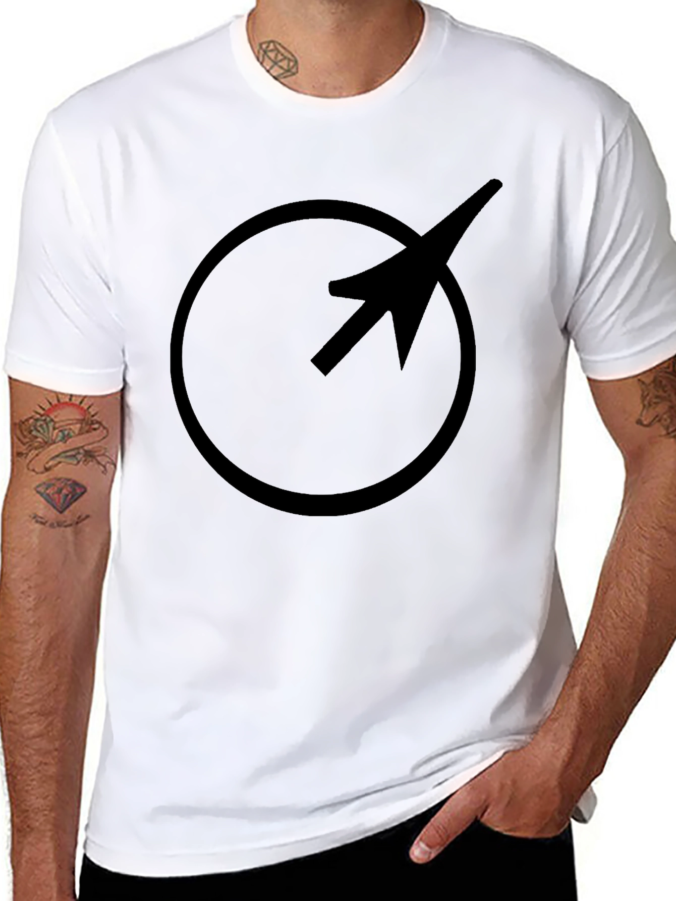 Minimalist Circle Arrow Graphic Black T-Shirt