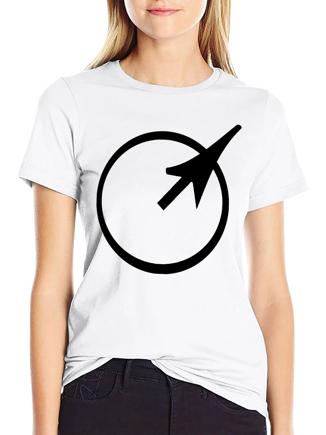 Minimalist Circle Arrow Graphic Black T-Shirt