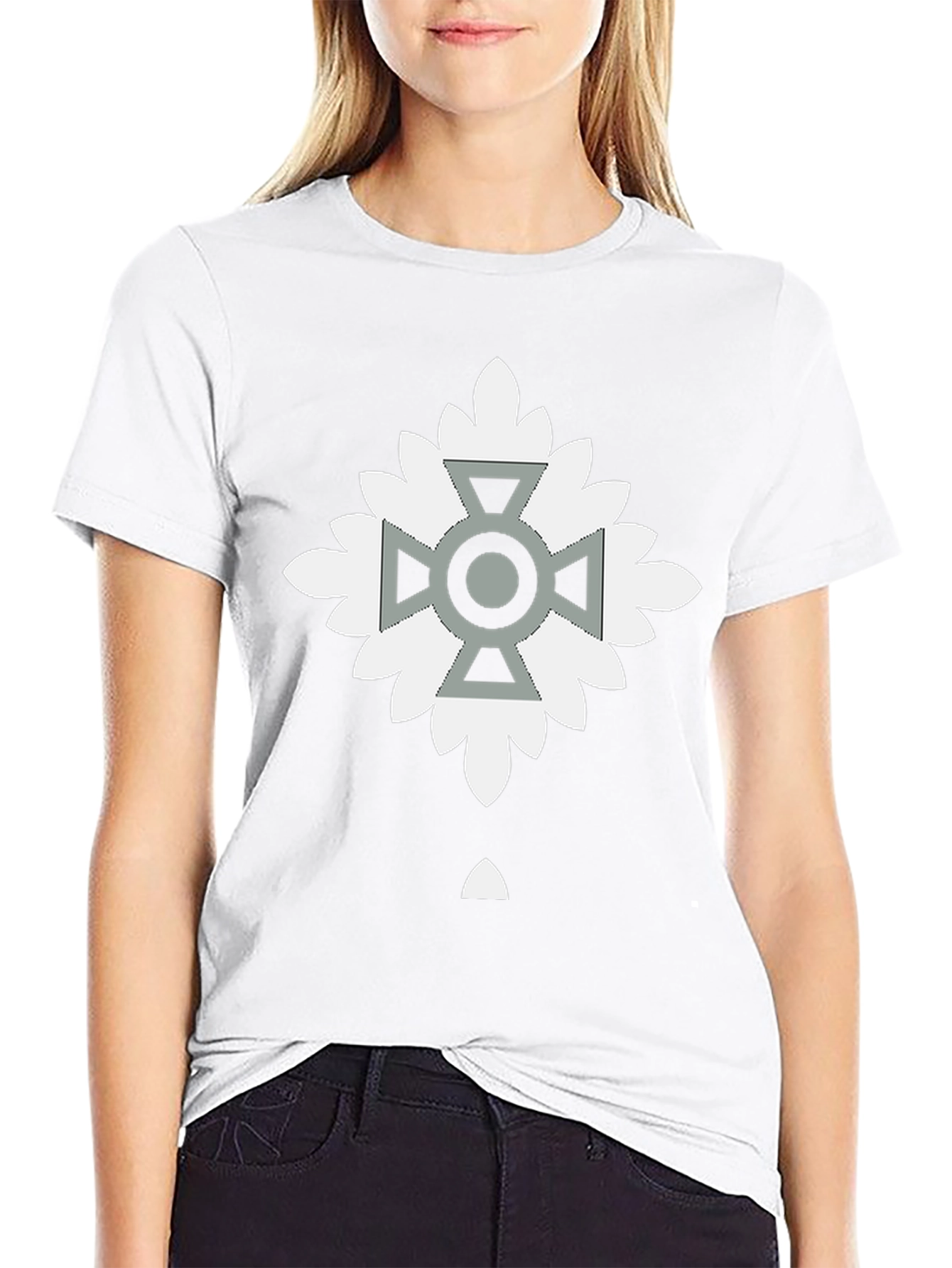 Geometric Floral Cross Graphic T-Shirt