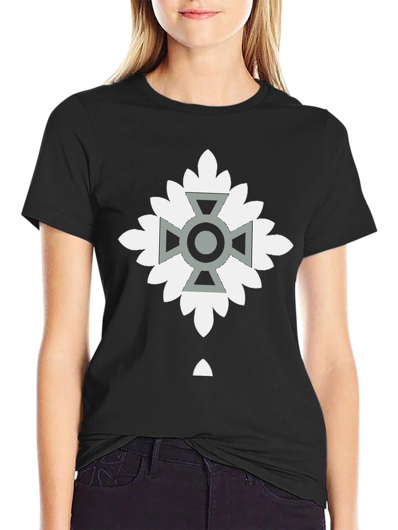 Geometric Floral Cross Graphic T-Shirt