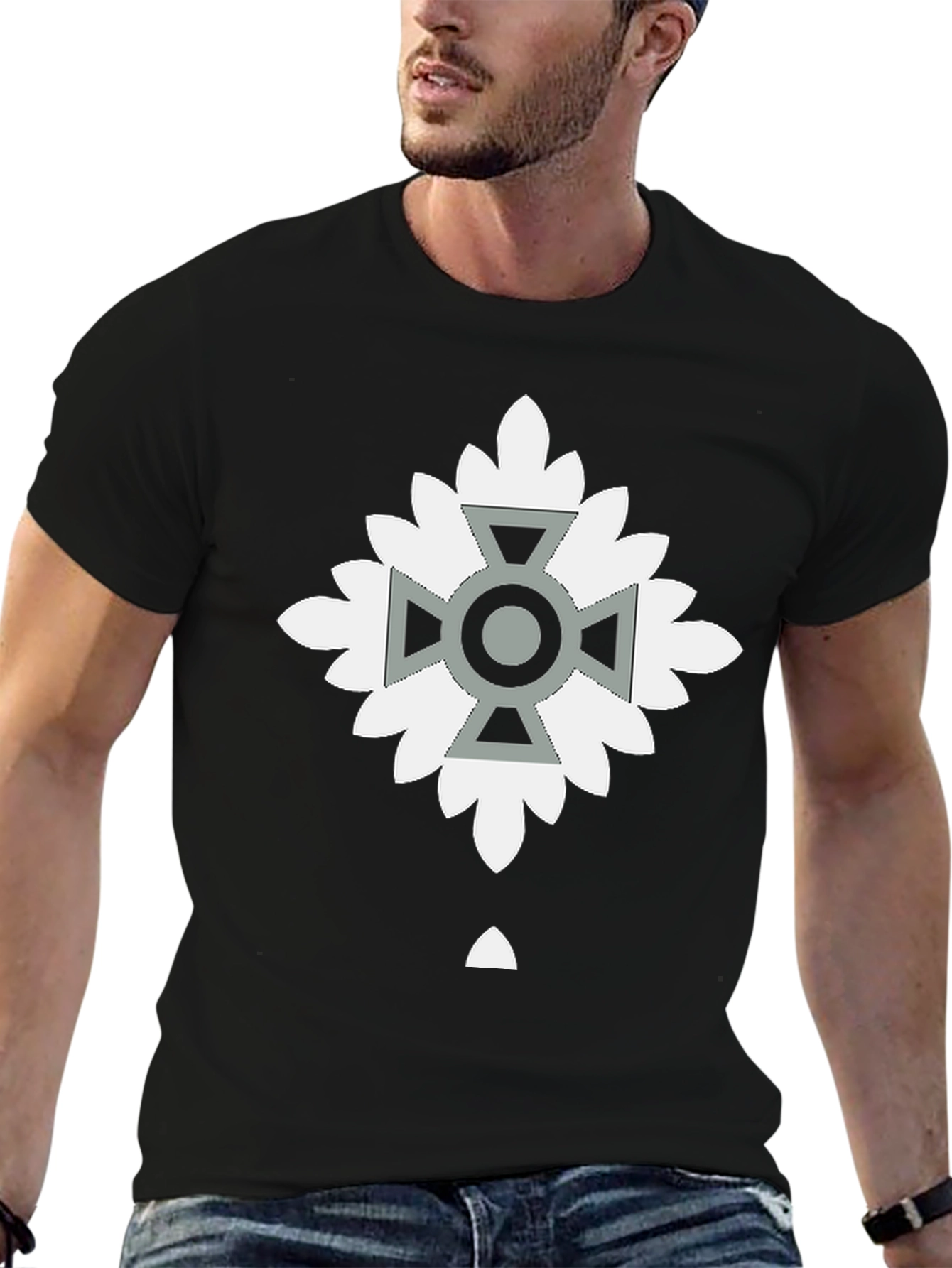 Geometric Floral Cross Graphic T-Shirt