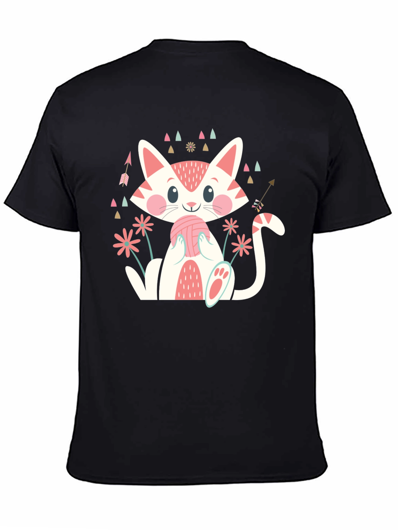 Cute Cat With Yarn Ball Graphic Tee
