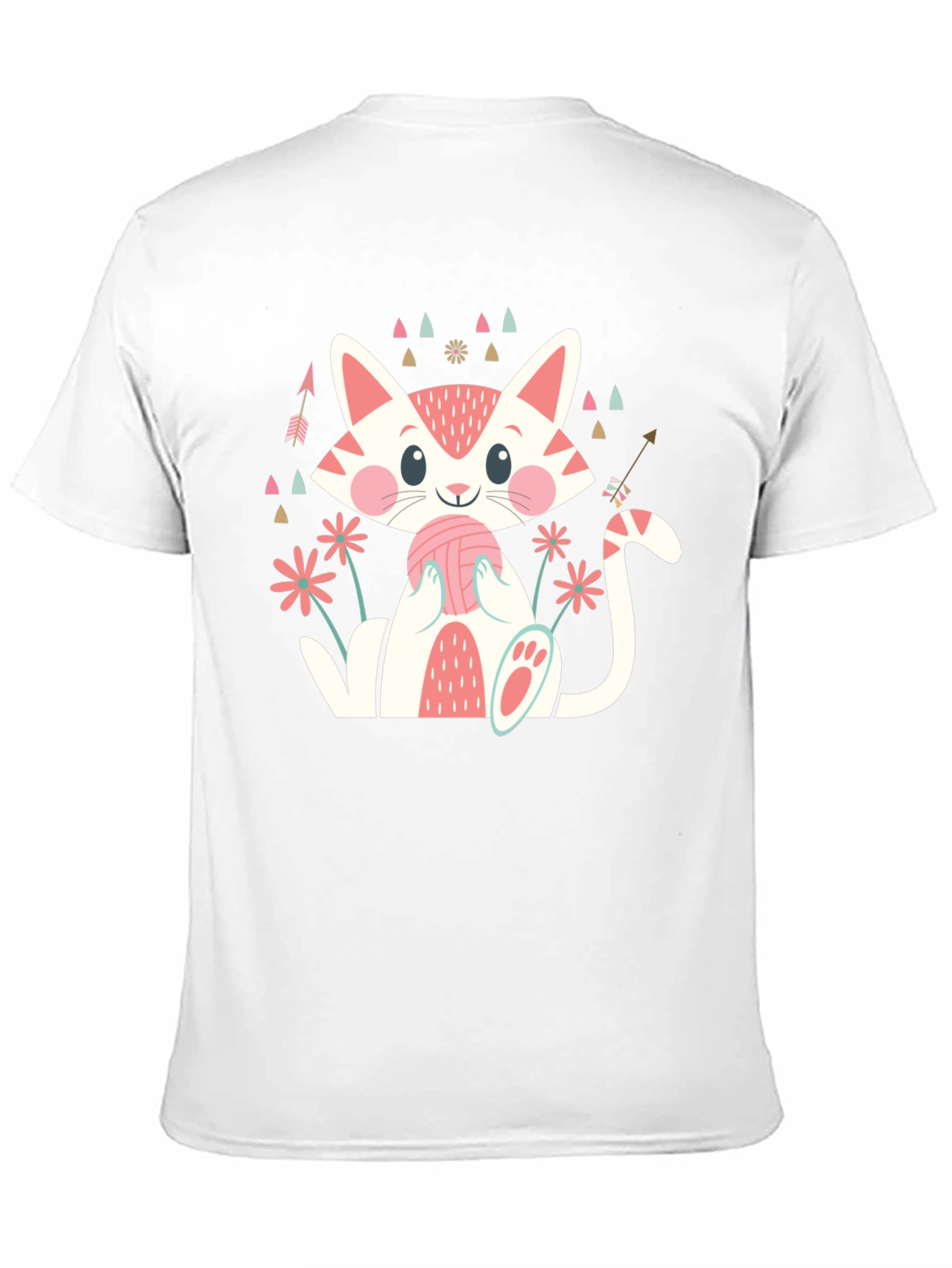 Cute Cat With Yarn Ball Graphic Tee