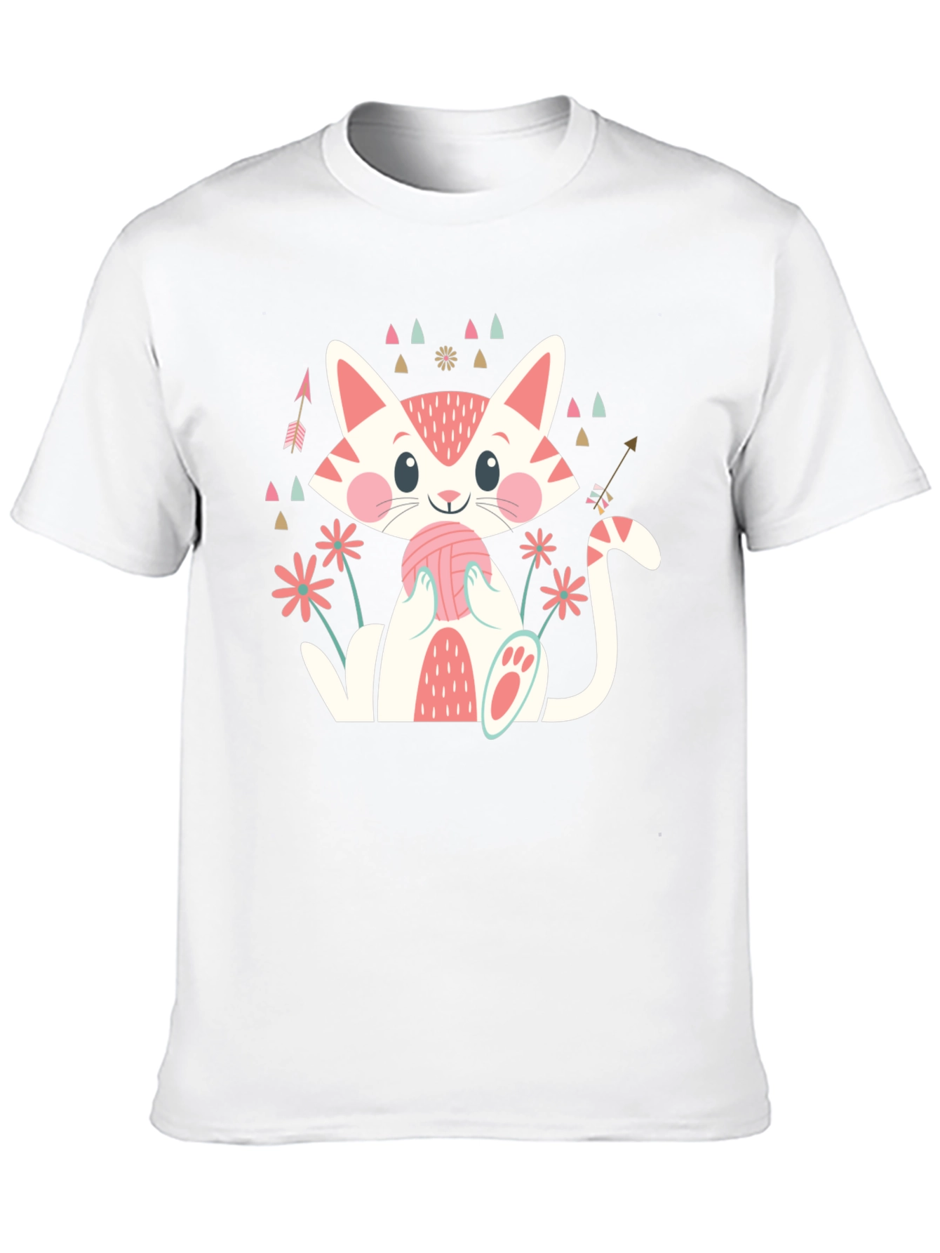 Cute Cat With Yarn Ball Graphic Tee