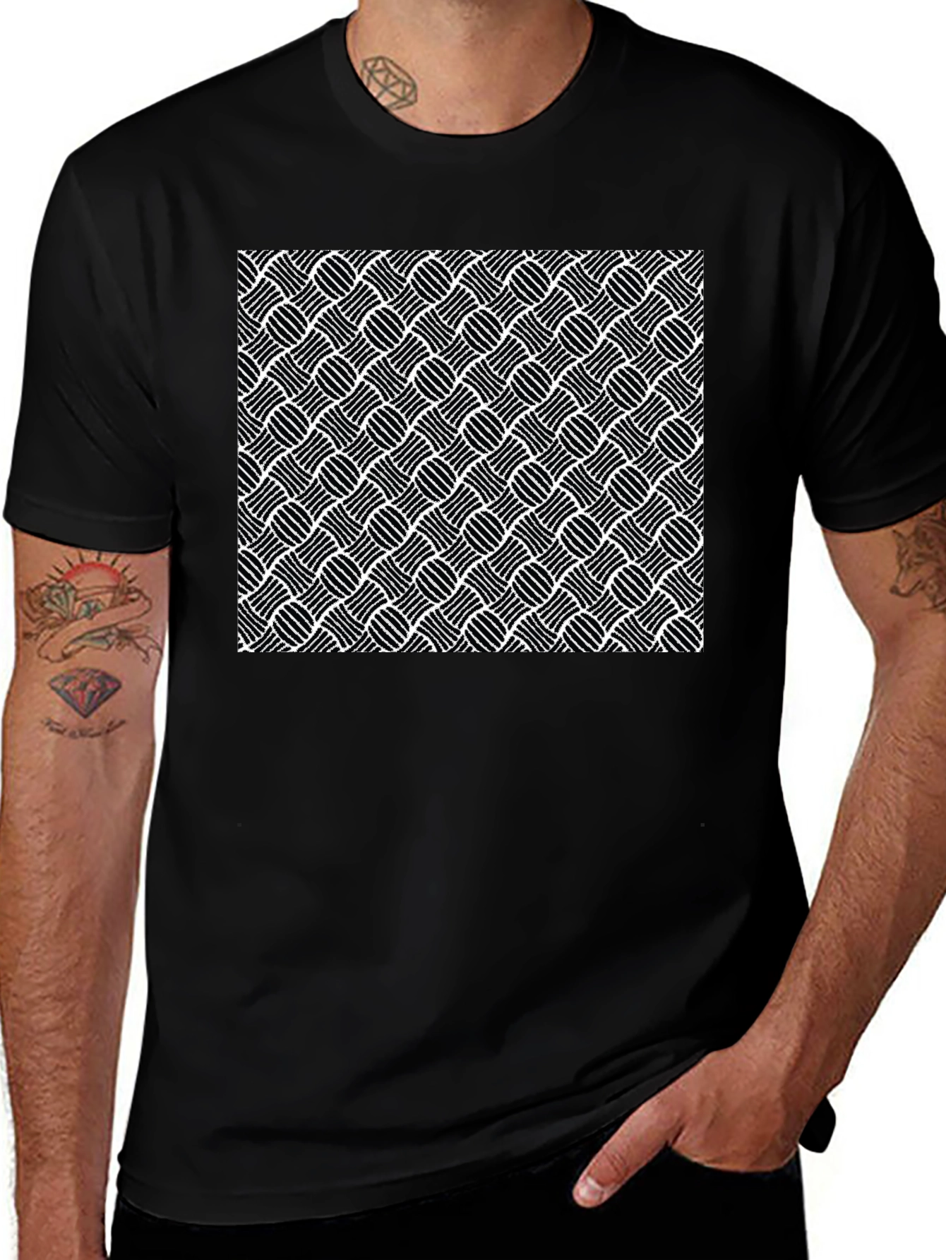 Abstract Pattern Black T-Shirt