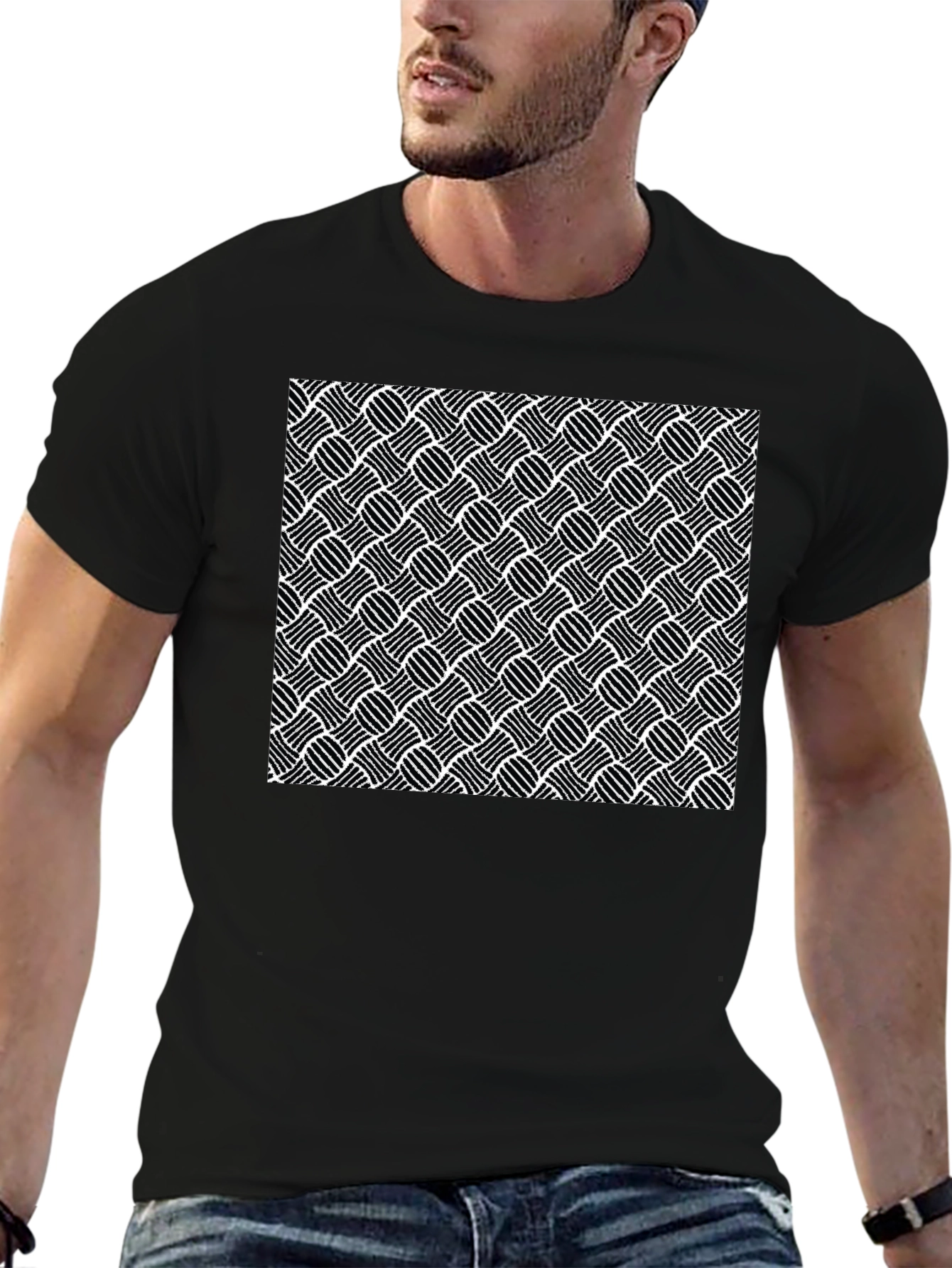 Abstract Pattern Black T-Shirt