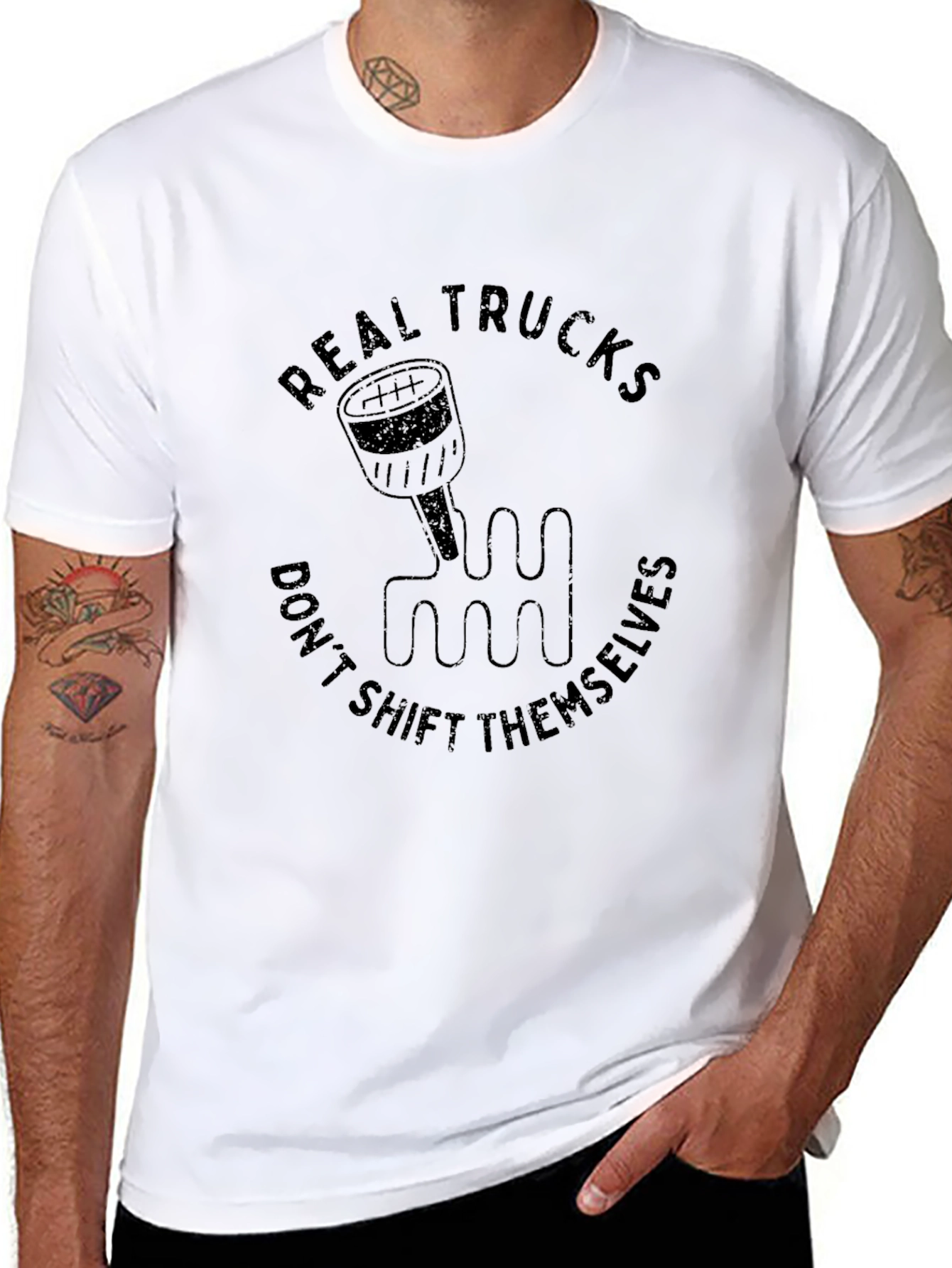 Real Trucks Dont Shift Themselves Black T-Shirt