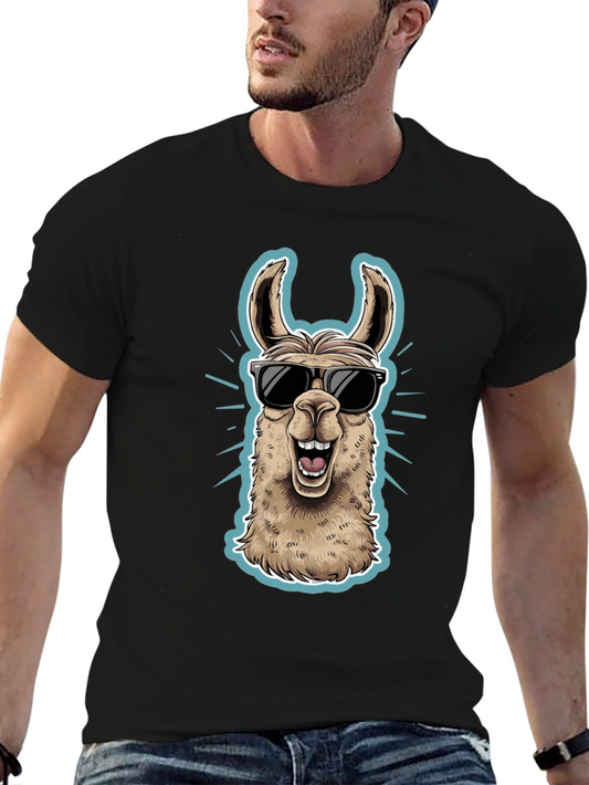 Cool Llama Graphic Tee - Mens Black T-Shirt