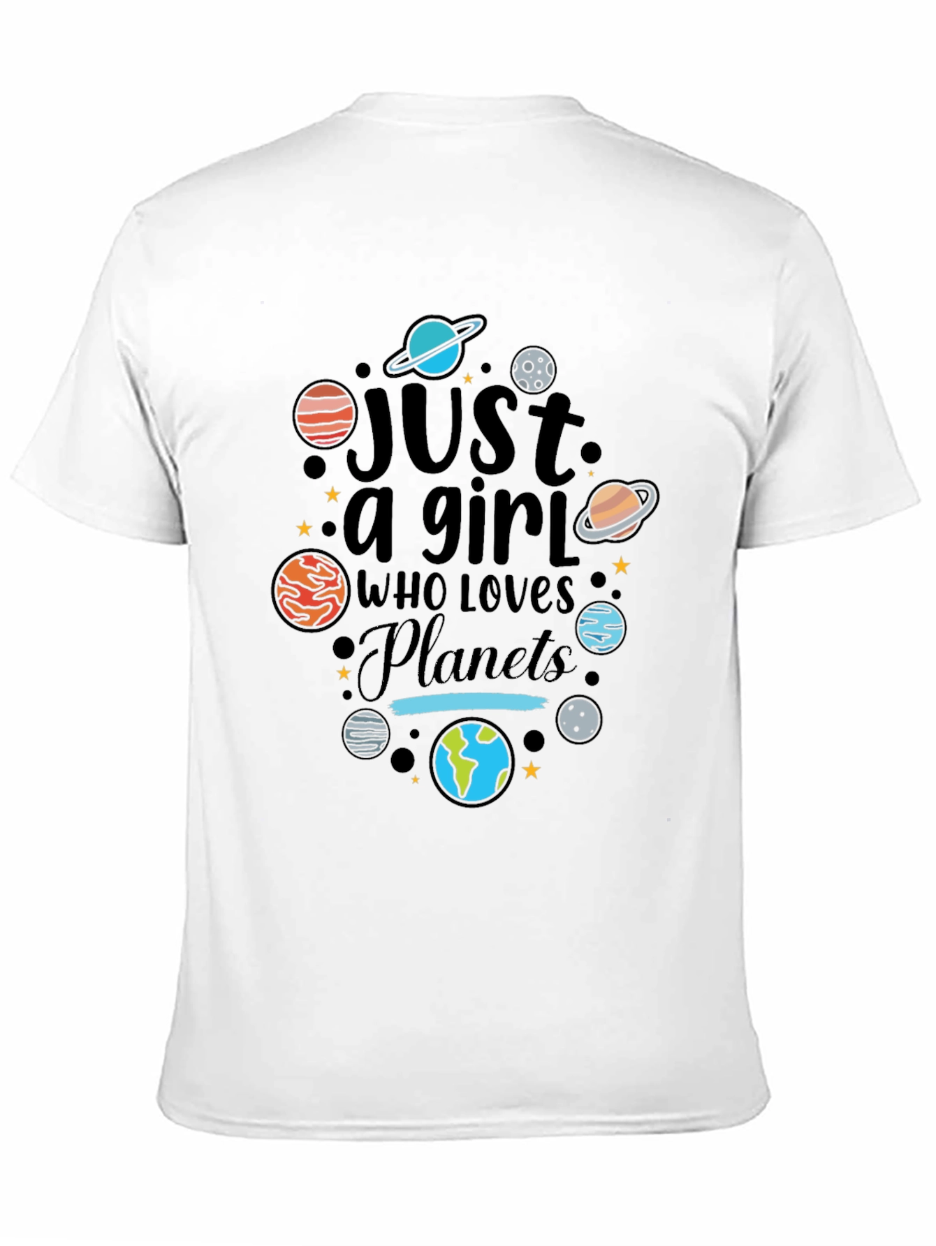 Girl Who Loves Planets T-Shirt - Black Unisex