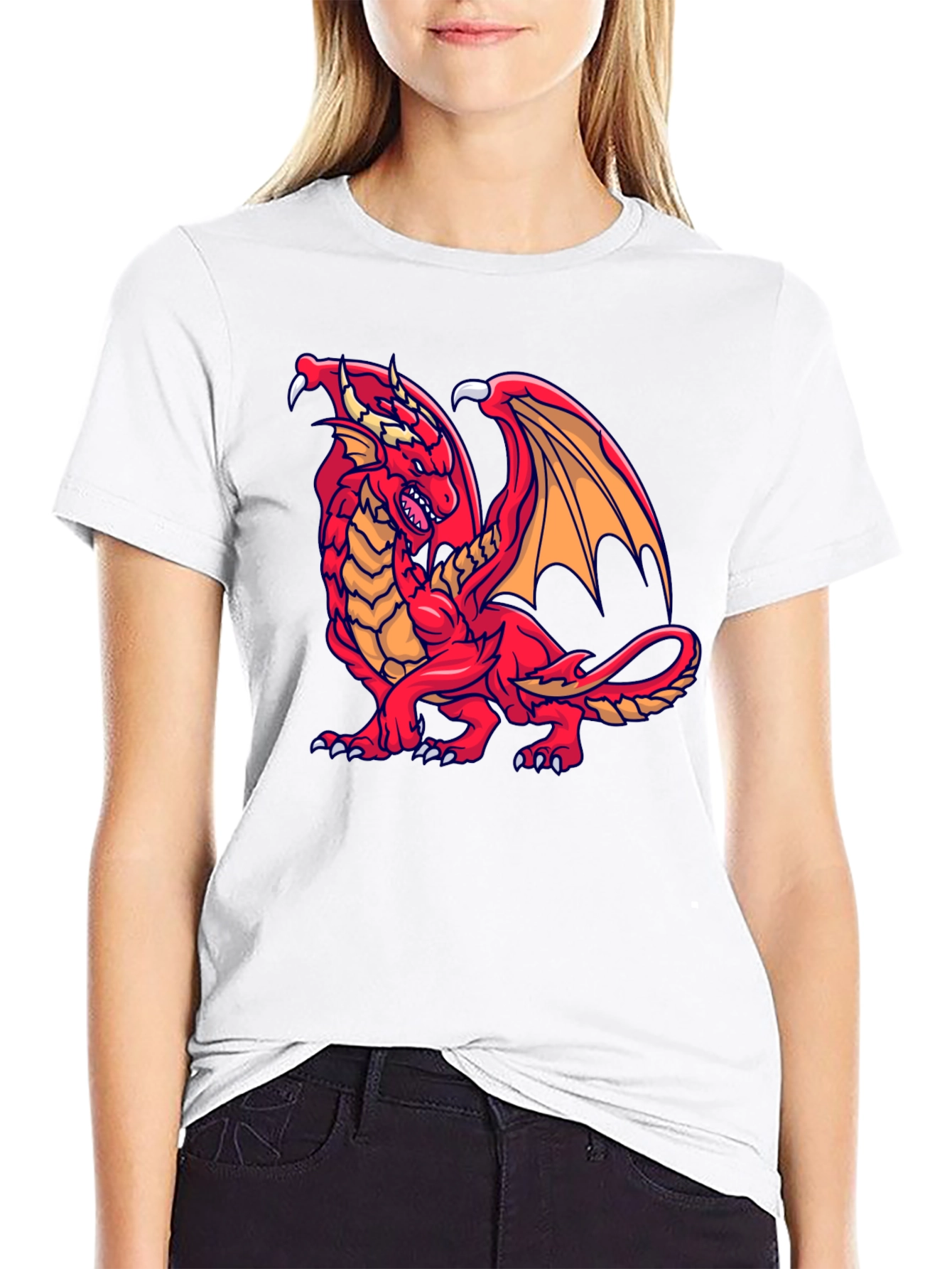 Red Dragon Graphic T-Shirt - Fantasy Style