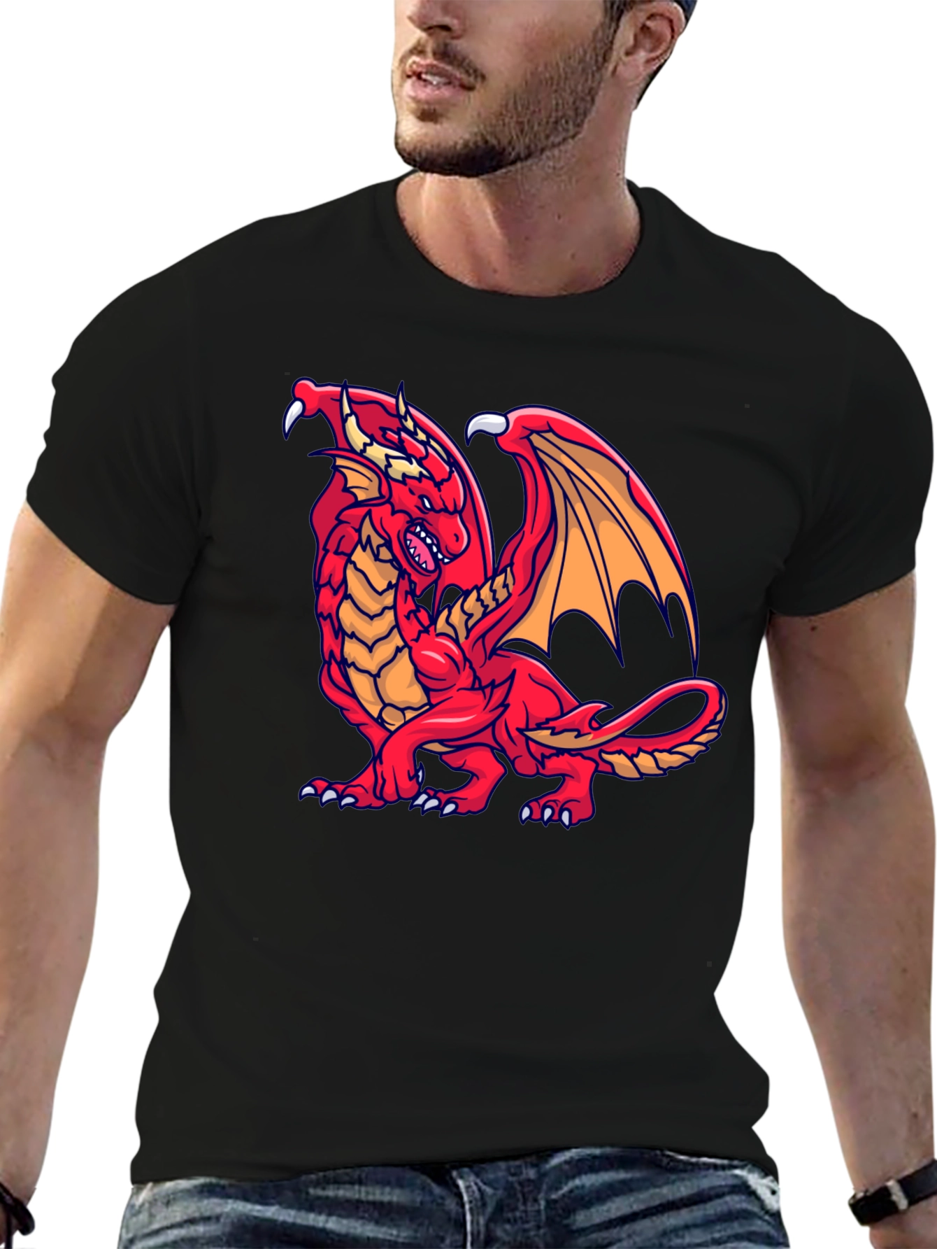 Red Dragon Graphic T-Shirt - Fantasy Style